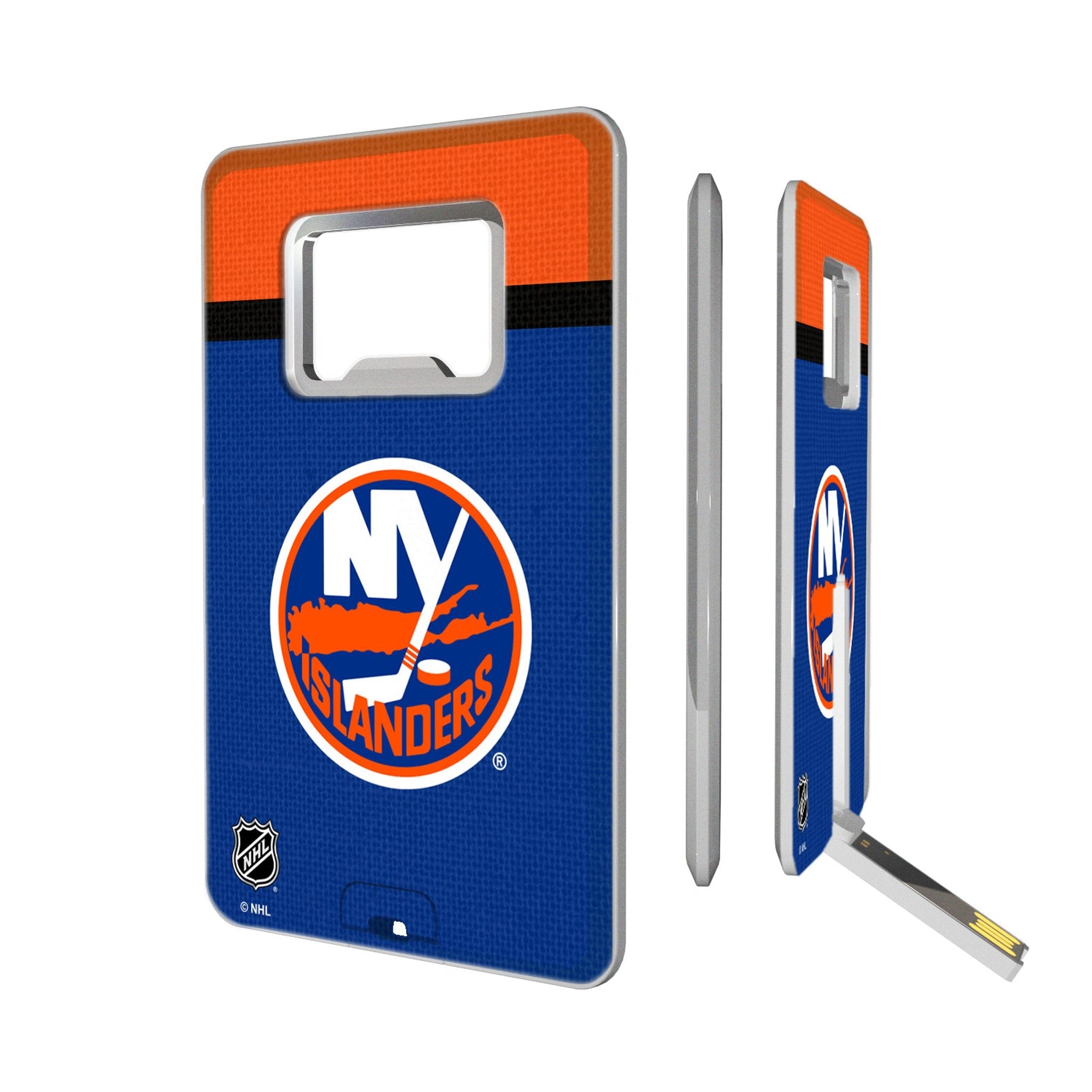 New York Islanders Stripe Credit Card USB Drive with Bottle Opener 32GB - Sports Gifts, Sports Memorabilia, Sports Collectibles, Fan Shop