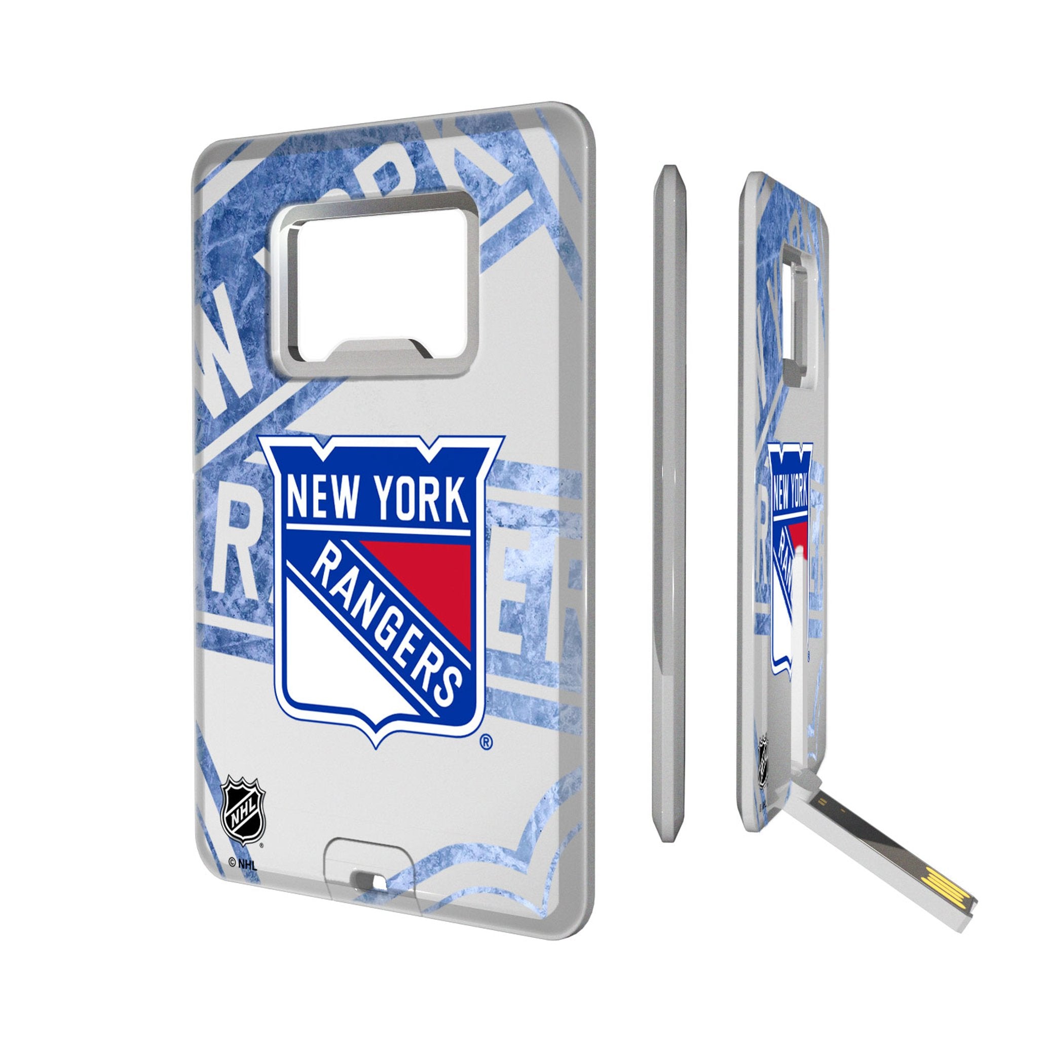New York Rangers Ice Tilt Credit Card USB Drive with Bottle Opener 32GB - Sports Gifts, Sports Memorabilia, Sports Collectibles, Fan Shop