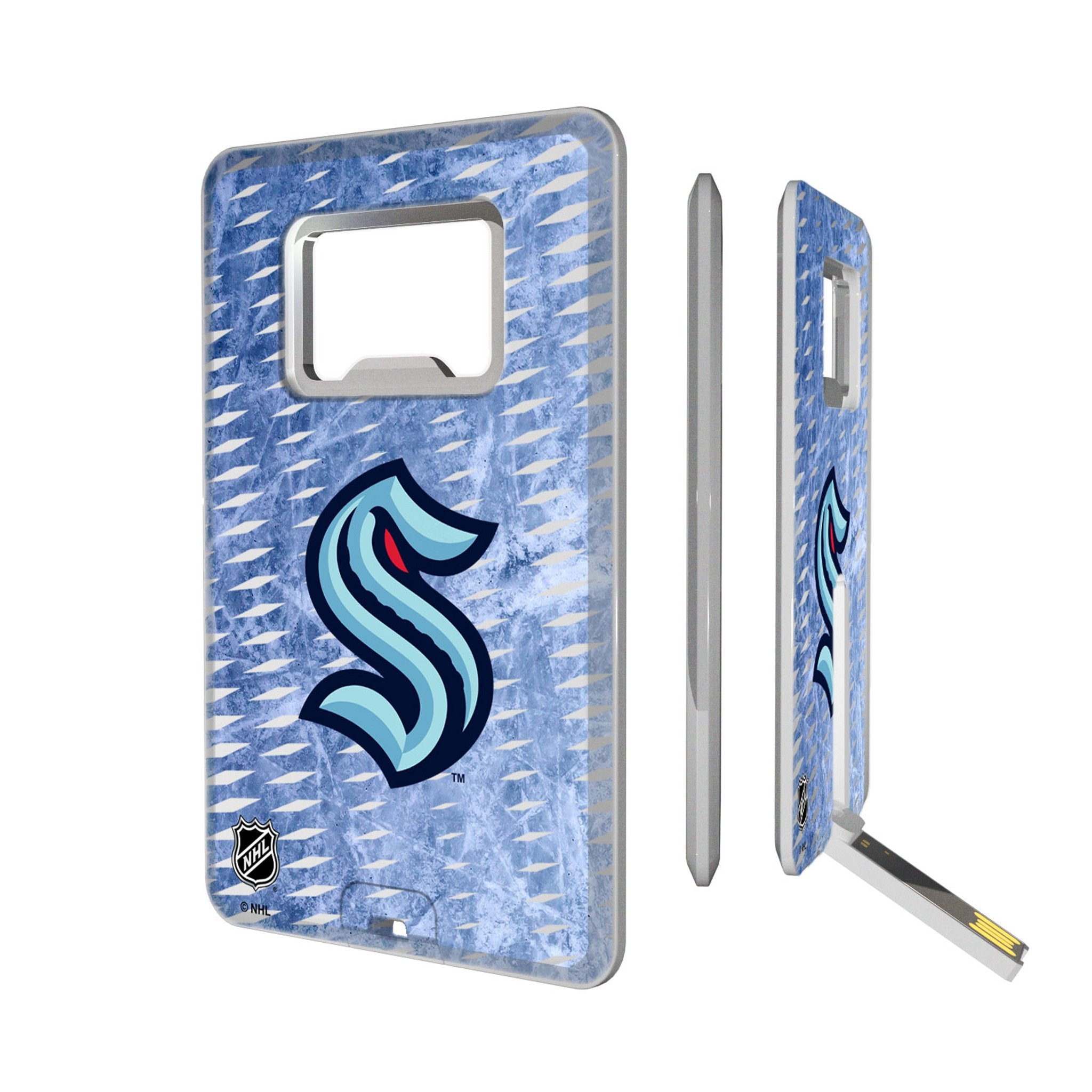 Seattle Kraken Ice Tilt Credit Card USB Drive with Bottle Opener 32GB - Sports Gifts, Sports Memorabilia, Sports Collectibles, Fan Shop