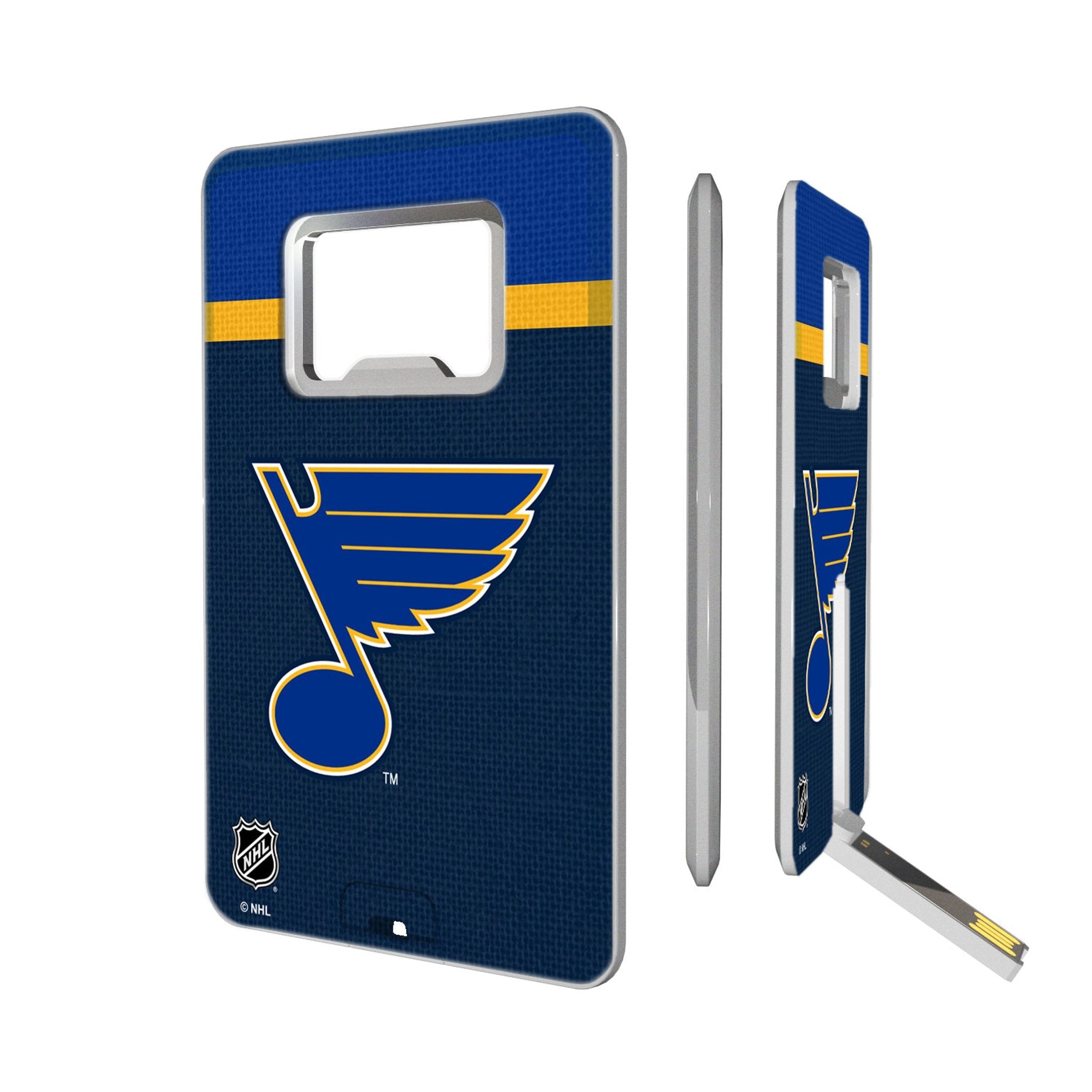 St. Louis Blues Stripe Credit Card USB Drive with Bottle Opener 32GB - Sports Gifts, Sports Memorabilia, Sports Collectibles, Fan Shop