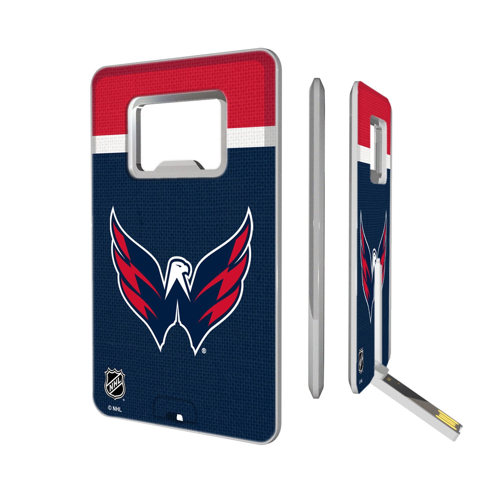 Washington Capitals Stripe Credit Card USB Drive with Bottle Opener 32GB - Sports Gifts, Sports Memorabilia, Sports Collectibles, Fan Shop