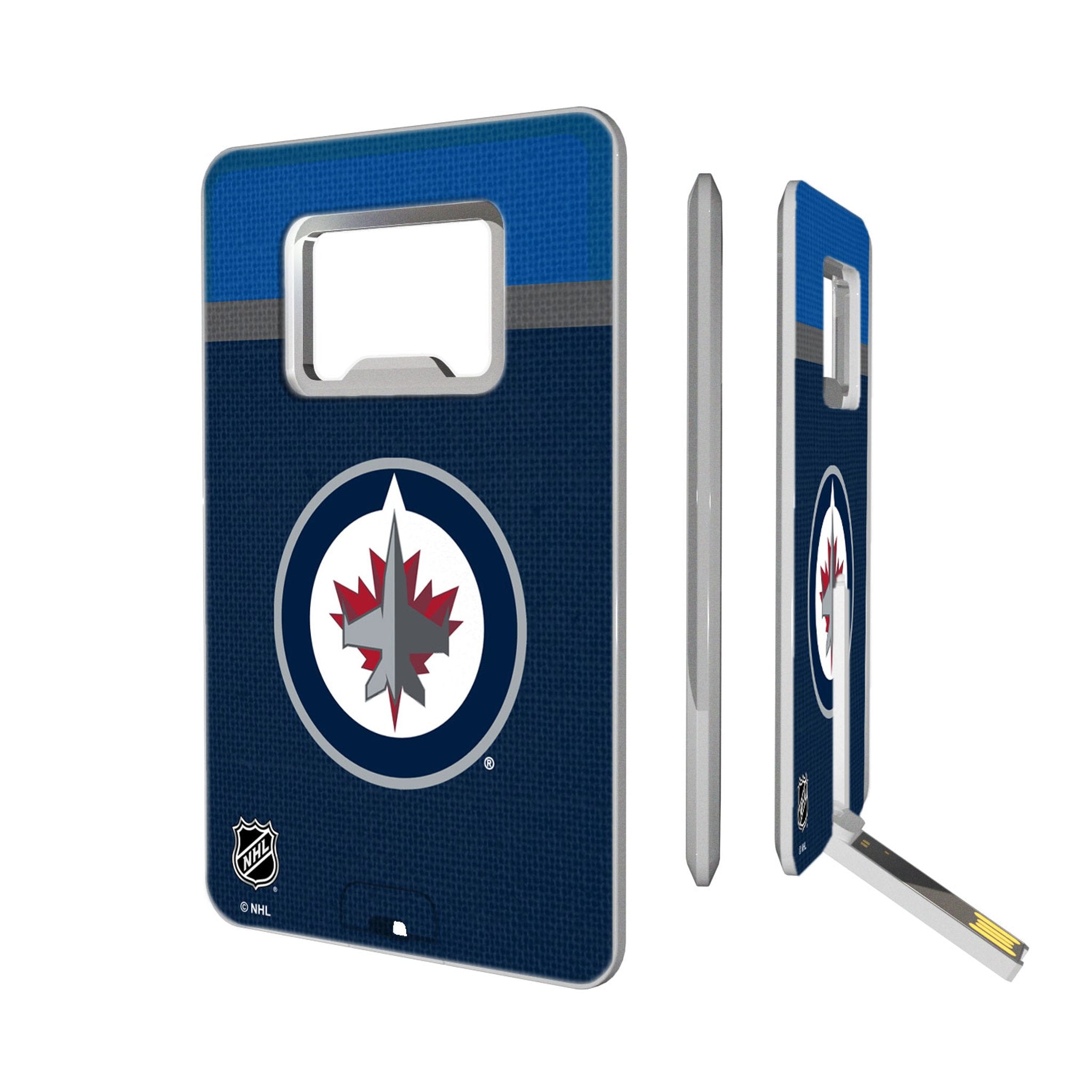 Winnipeg Jets Stripe Credit Card USB Drive with Bottle Opener 32GB - Sports Gifts, Sports Memorabilia, Sports Collectibles, Fan Shop