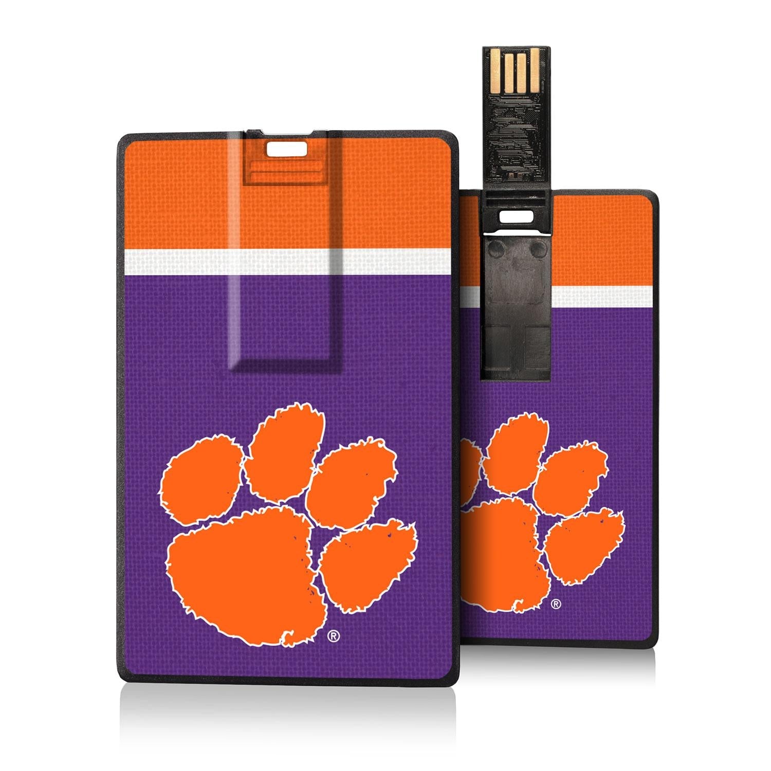 Clemson Tigers Stripe Credit Card USB Drive 32GB - Sports Gifts, Sports Memorabilia, Sports Collectibles, Fan Shop