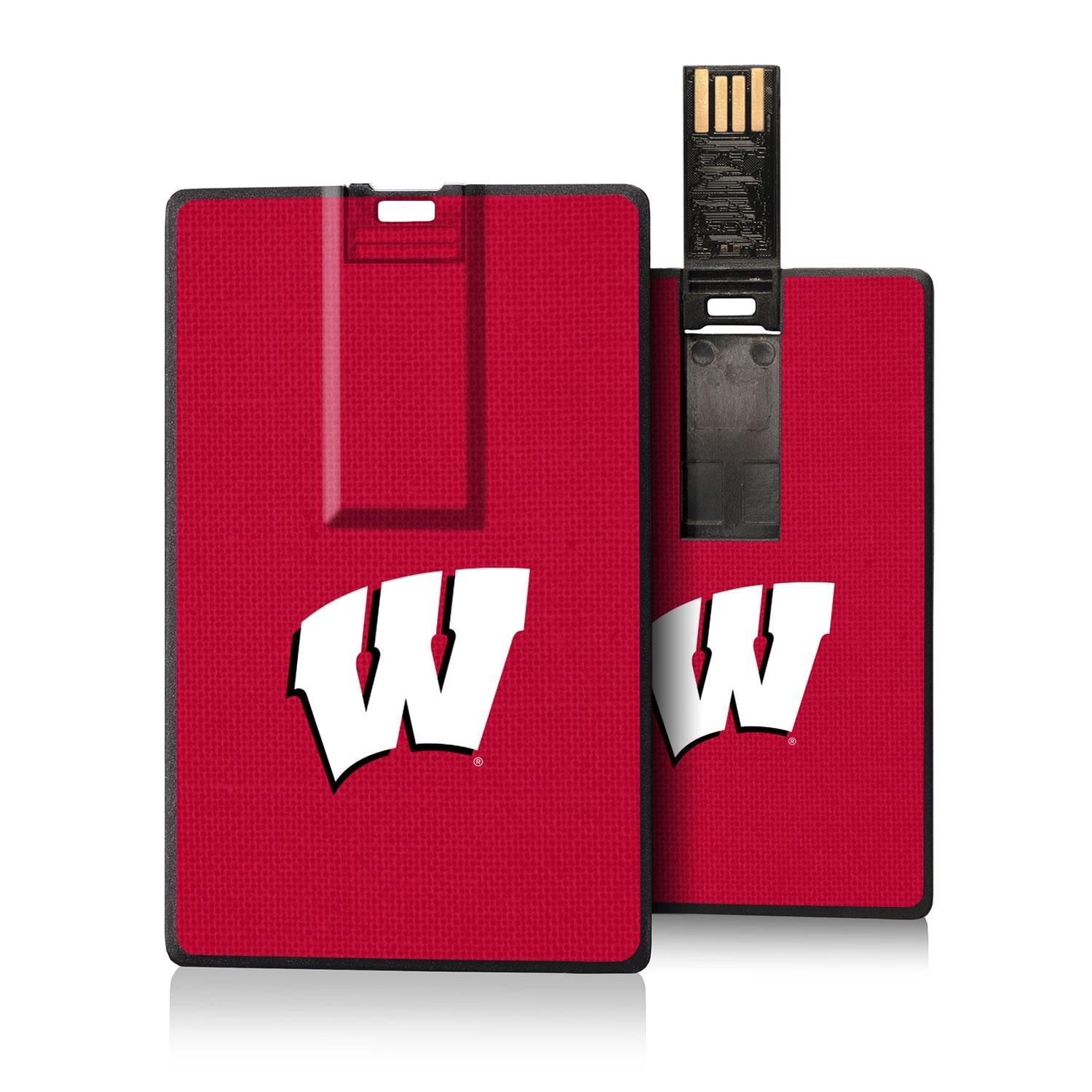 Wisconsin Badgers Solid Credit Card USB Drive 32GB - Sports Gifts, Sports Memorabilia, Sports Collectibles, Fan Shop