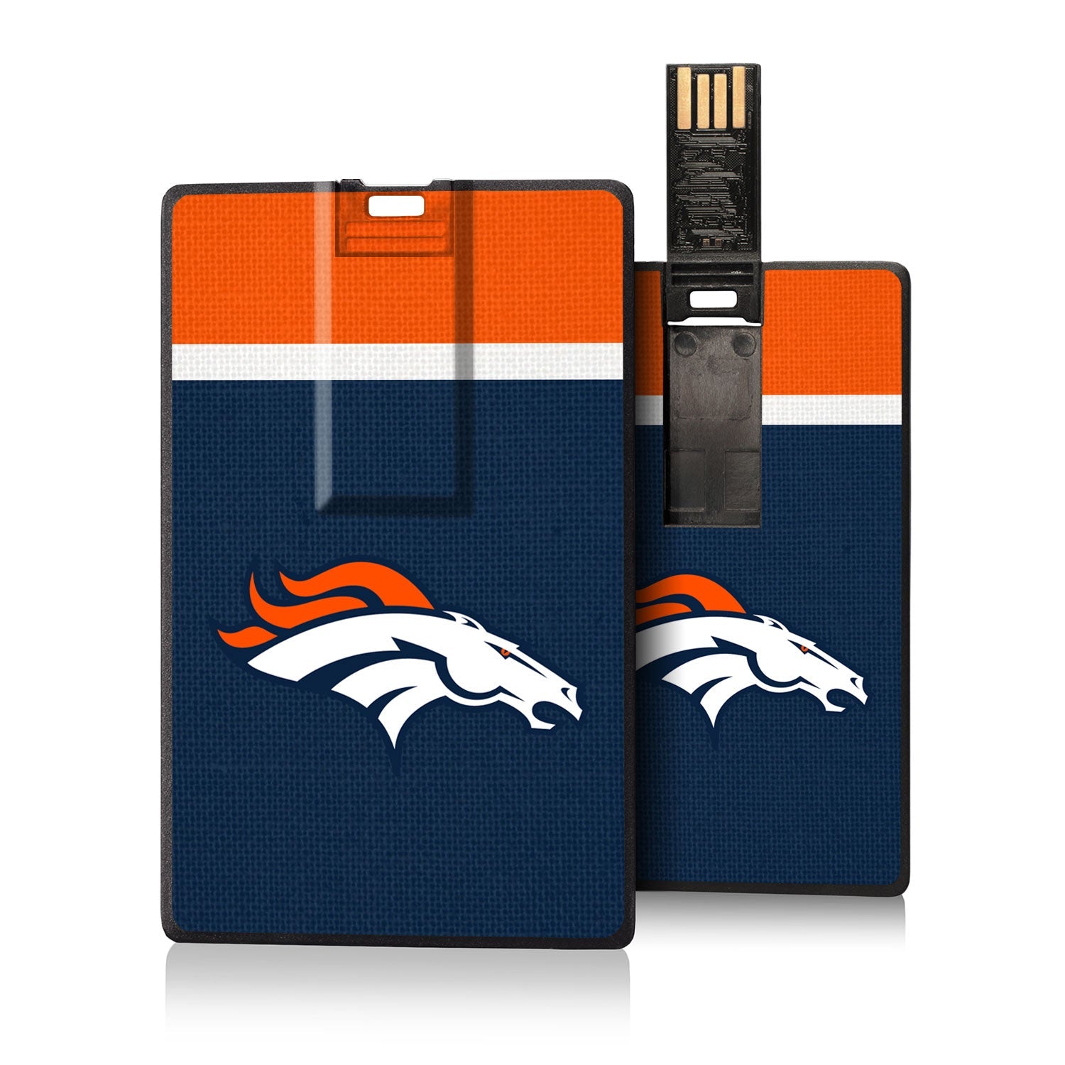 Denver Broncos Stripe Credit Card USB Drive 16GB - Sports Gifts, Sports Memorabilia, Sports Collectibles, Fan Shop