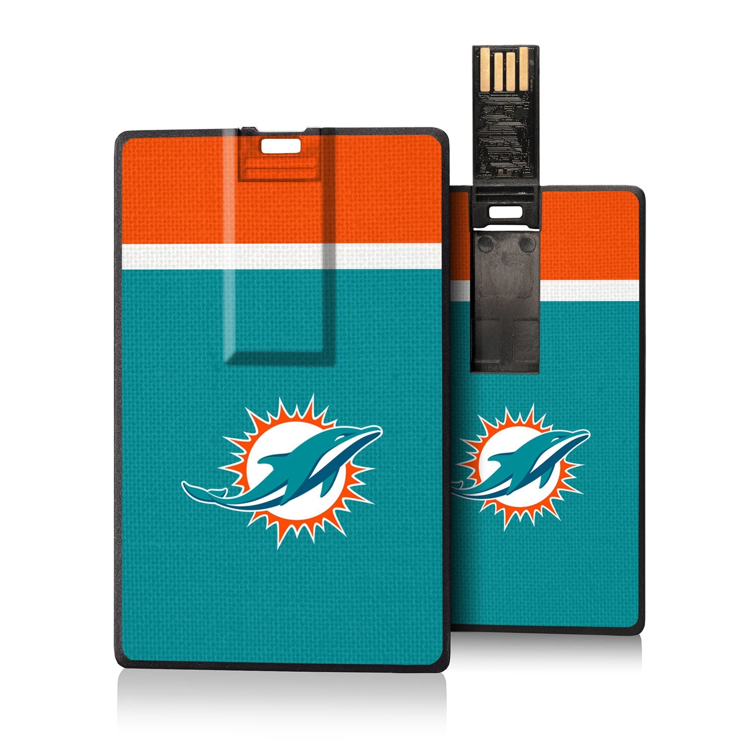 Miami Dolphins Stripe Credit Card USB Drive 16GB - Sports Gifts, Sports Memorabilia, Sports Collectibles, Fan Shop