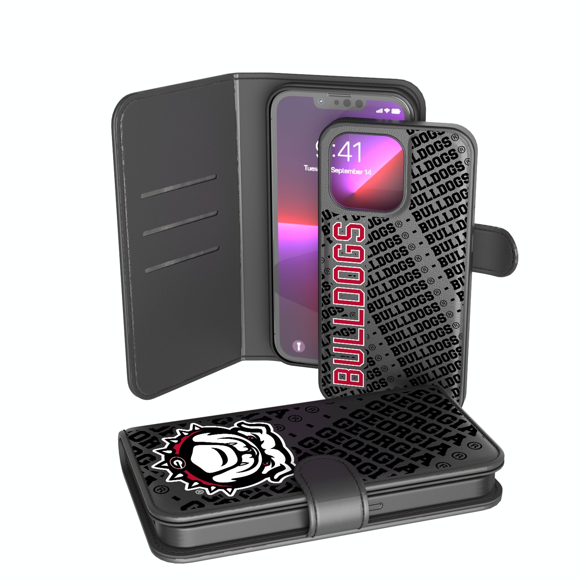 University of Georgia Bulldogs Uga Monocolor Tilt Wallet Phone Case for Apple iPhone - Sports Gifts, Sports Memorabilia, Sports Collectibles, Fan Shop