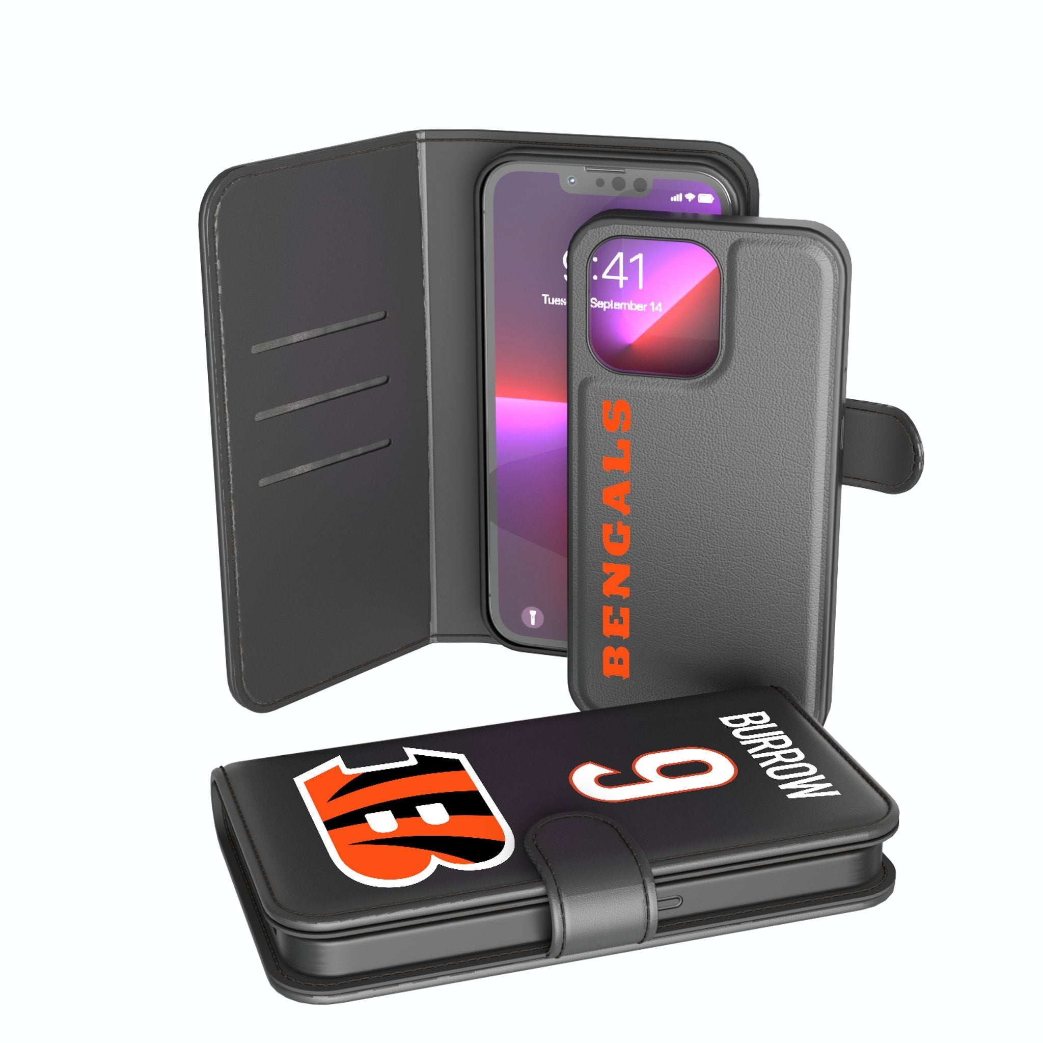 Joe Burrow Cincinnati Bengals 9 Ready Wallet Phone Case - Sports Gifts, Sports Memorabilia, Sports Collectibles, Fan Shop