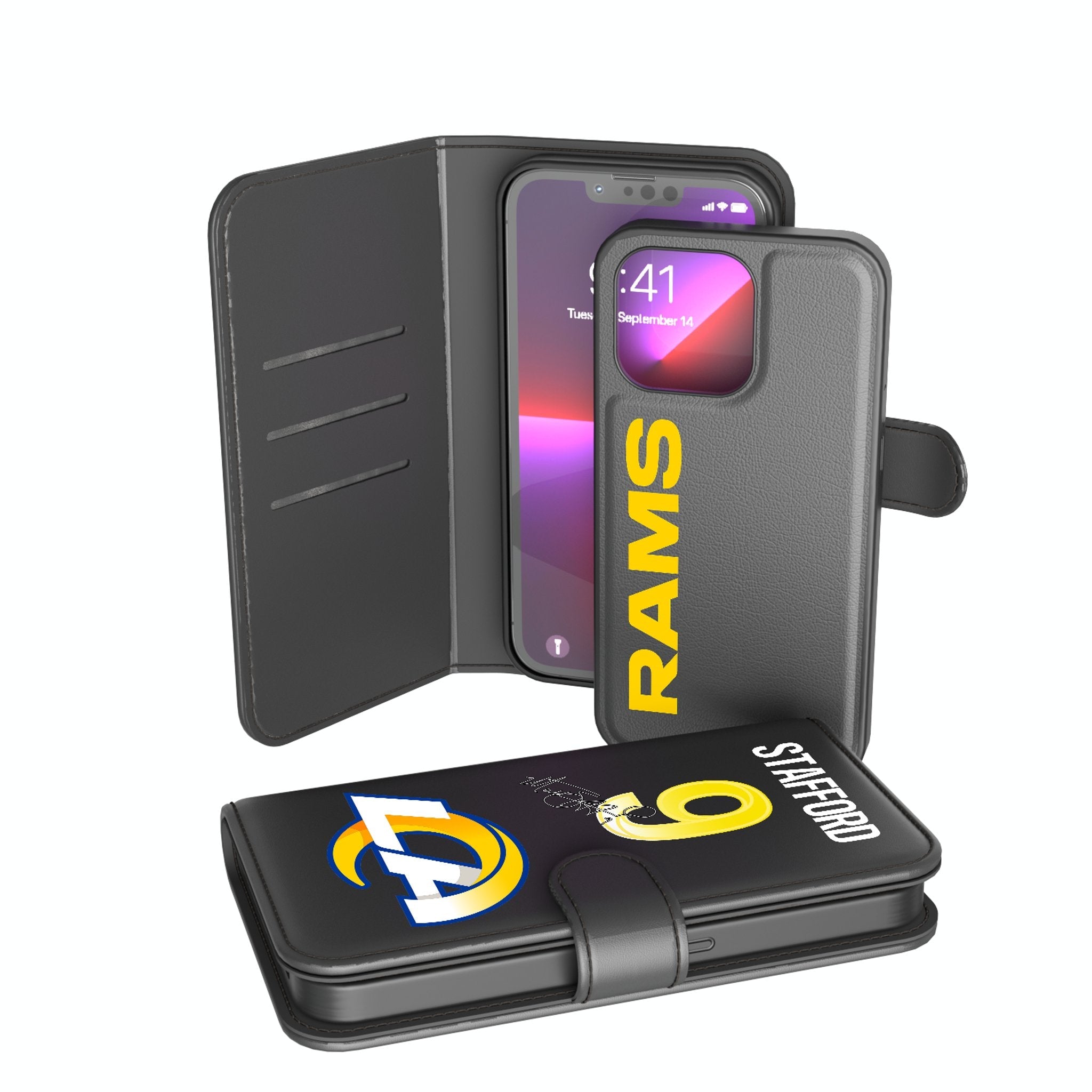 Matthew Stafford Los Angeles Rams 9 Ready Wallet Phone Case - Sports Gifts, Sports Memorabilia, Sports Collectibles, Fan Shop