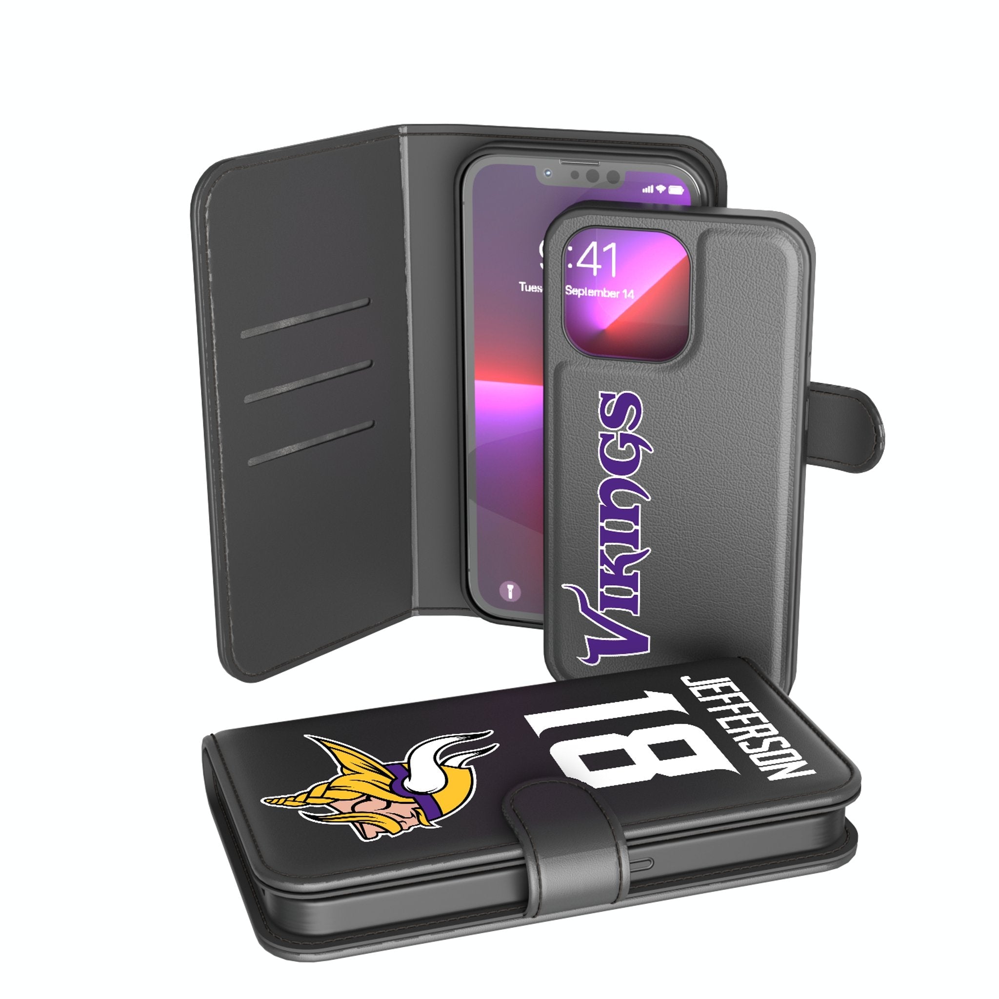 Justin Jefferson Minnesota Vikings 18 Ready Wallet Phone Case - Sports Gifts, Sports Memorabilia, Sports Collectibles, Fan Shop