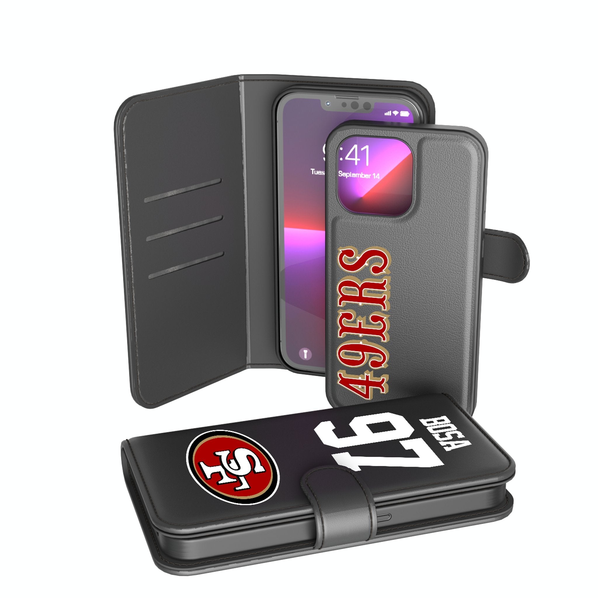 Nick Bosa San Francisco 49ers 97 Ready Wallet Phone Case - Sports Gifts, Sports Memorabilia, Sports Collectibles, Fan Shop