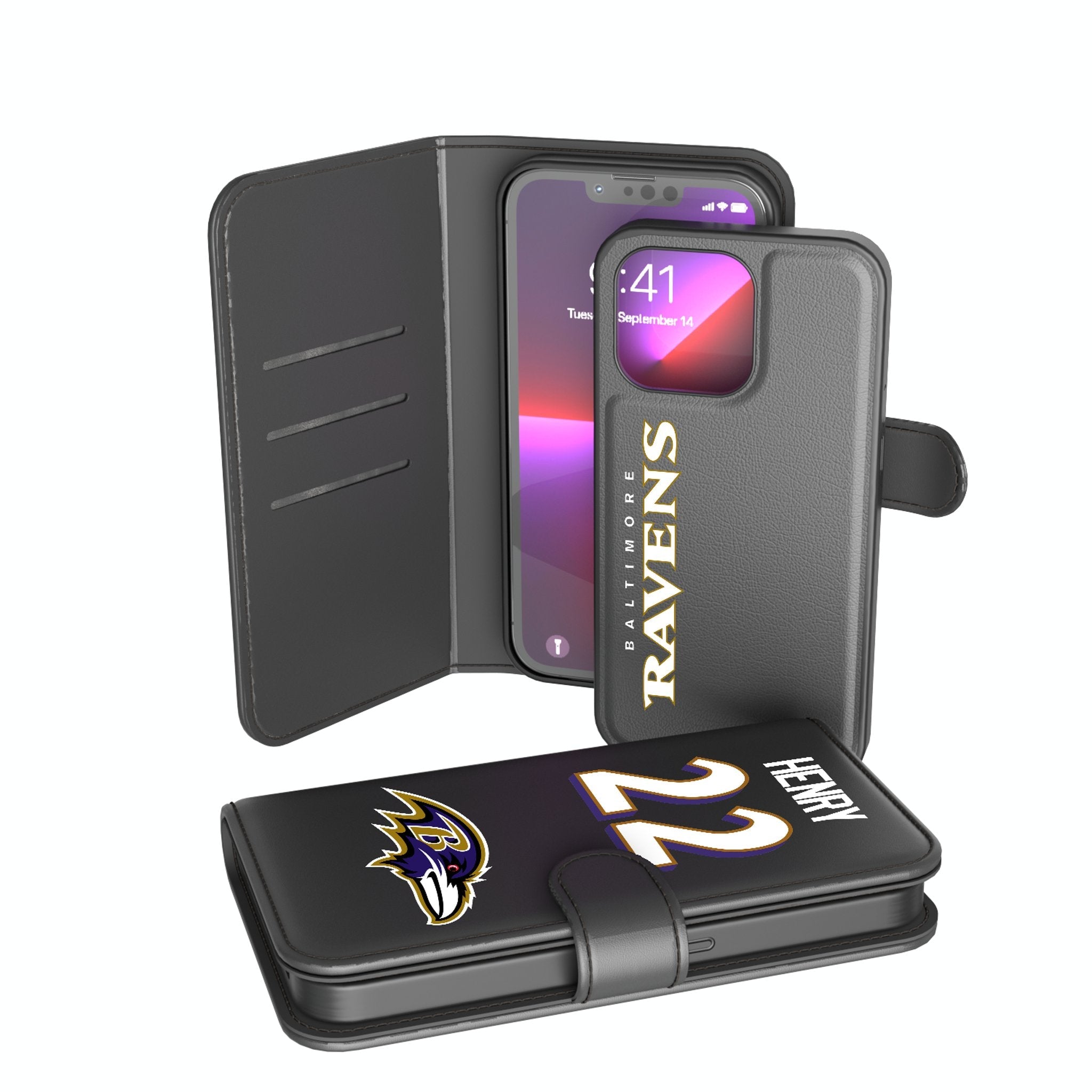 Derrick Henry Baltimore Ravens 22 Ready Wallet Phone Case - Sports Gifts, Sports Memorabilia, Sports Collectibles, Fan Shop