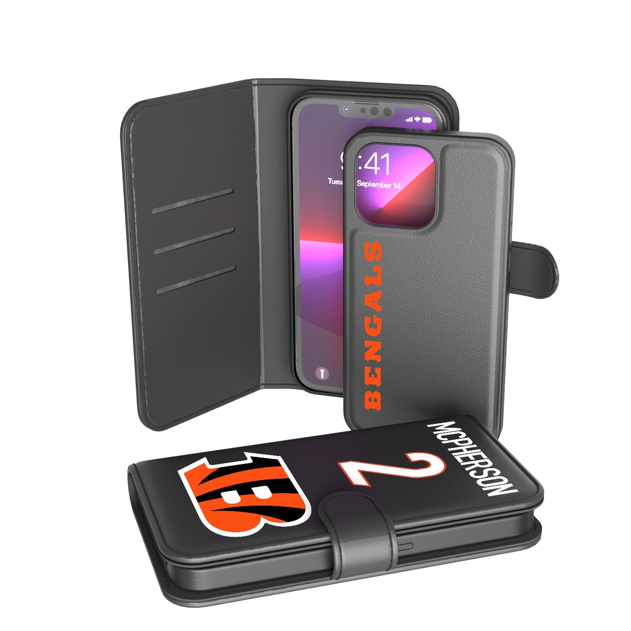 Evan McPherson Cincinnati Bengals 2 Ready Wallet Phone Case - Sports Gifts, Sports Memorabilia, Sports Collectibles, Fan Shop