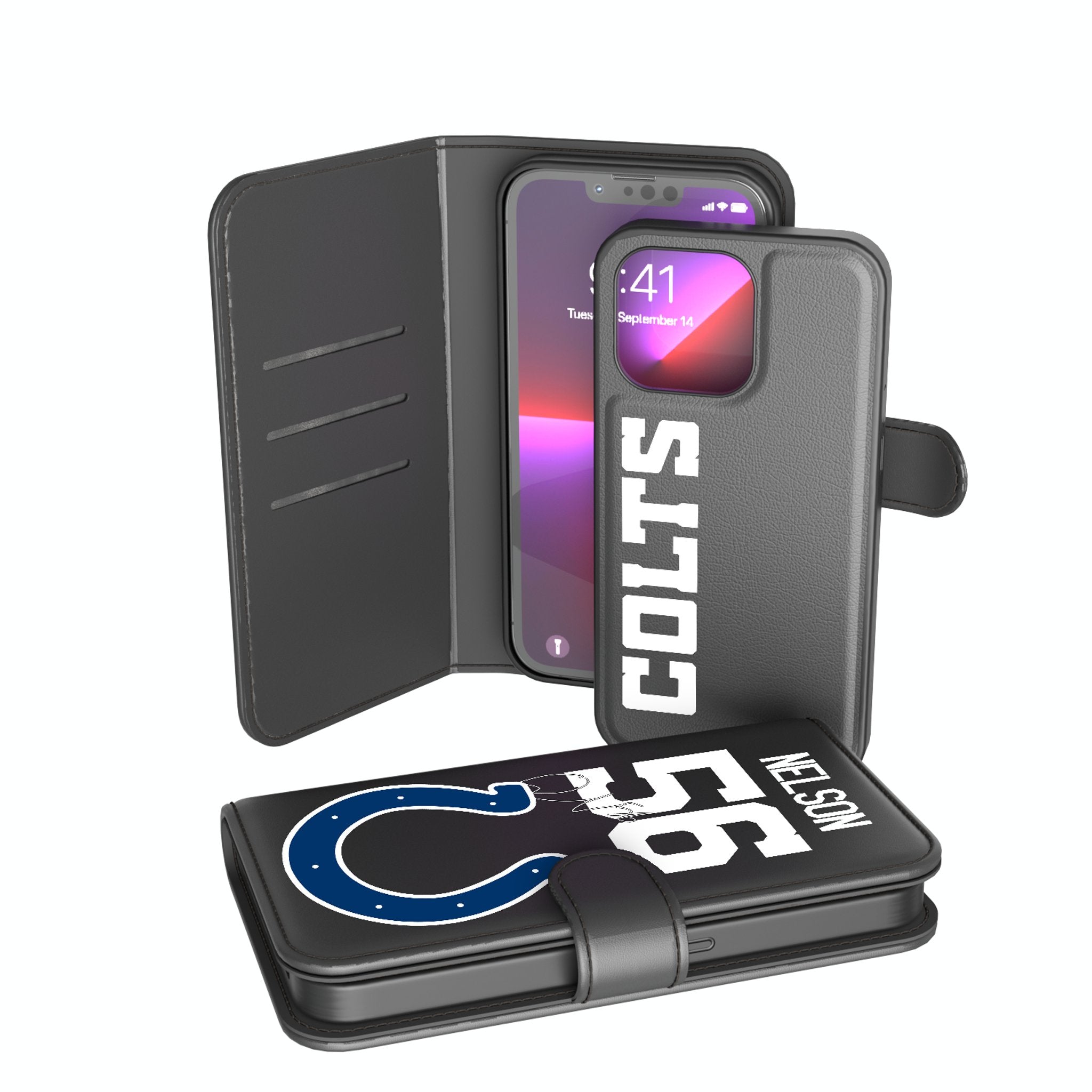 Quenton Nelson Indianapolis Colts 56 Ready Wallet Phone Case - Sports Gifts, Sports Memorabilia, Sports Collectibles, Fan Shop