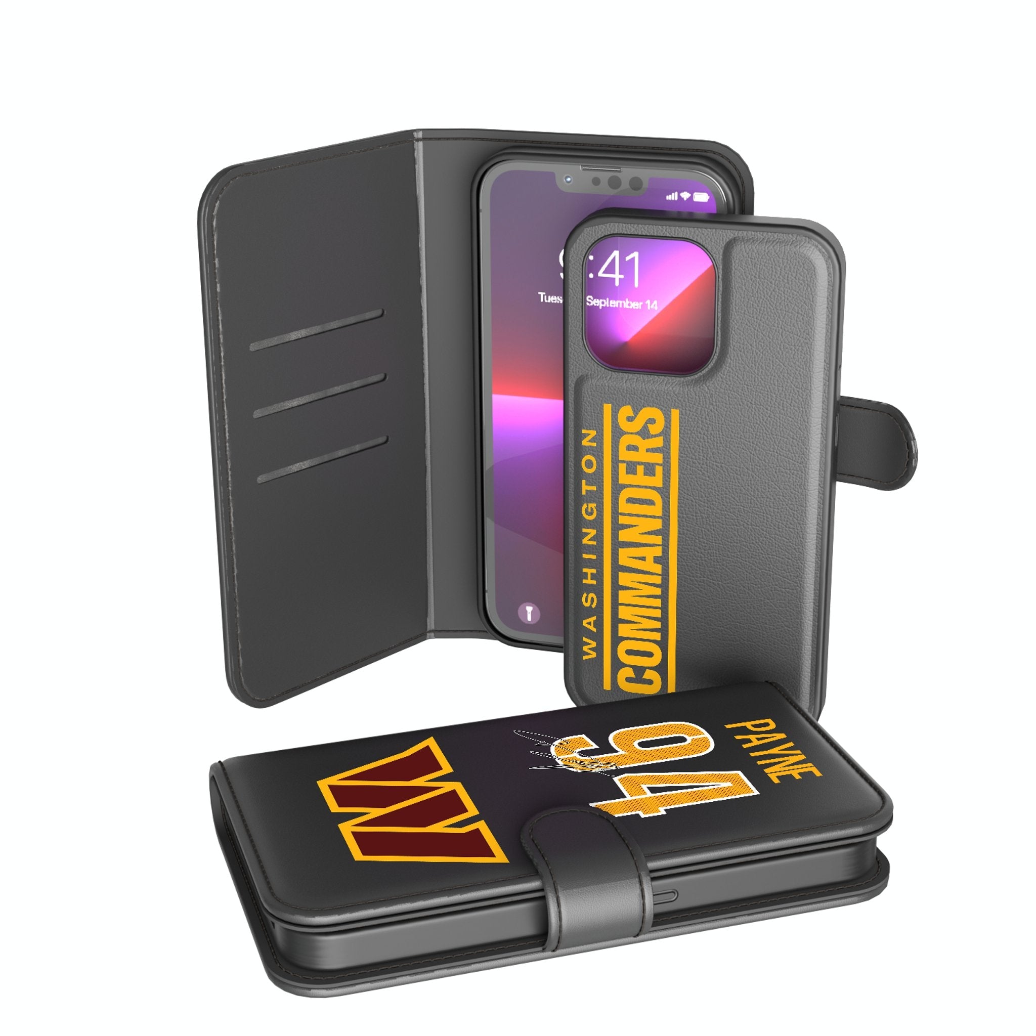Daron Payne Washington Commanders 94 Ready Wallet Phone Case - Sports Gifts, Sports Memorabilia, Sports Collectibles, Fan Shop