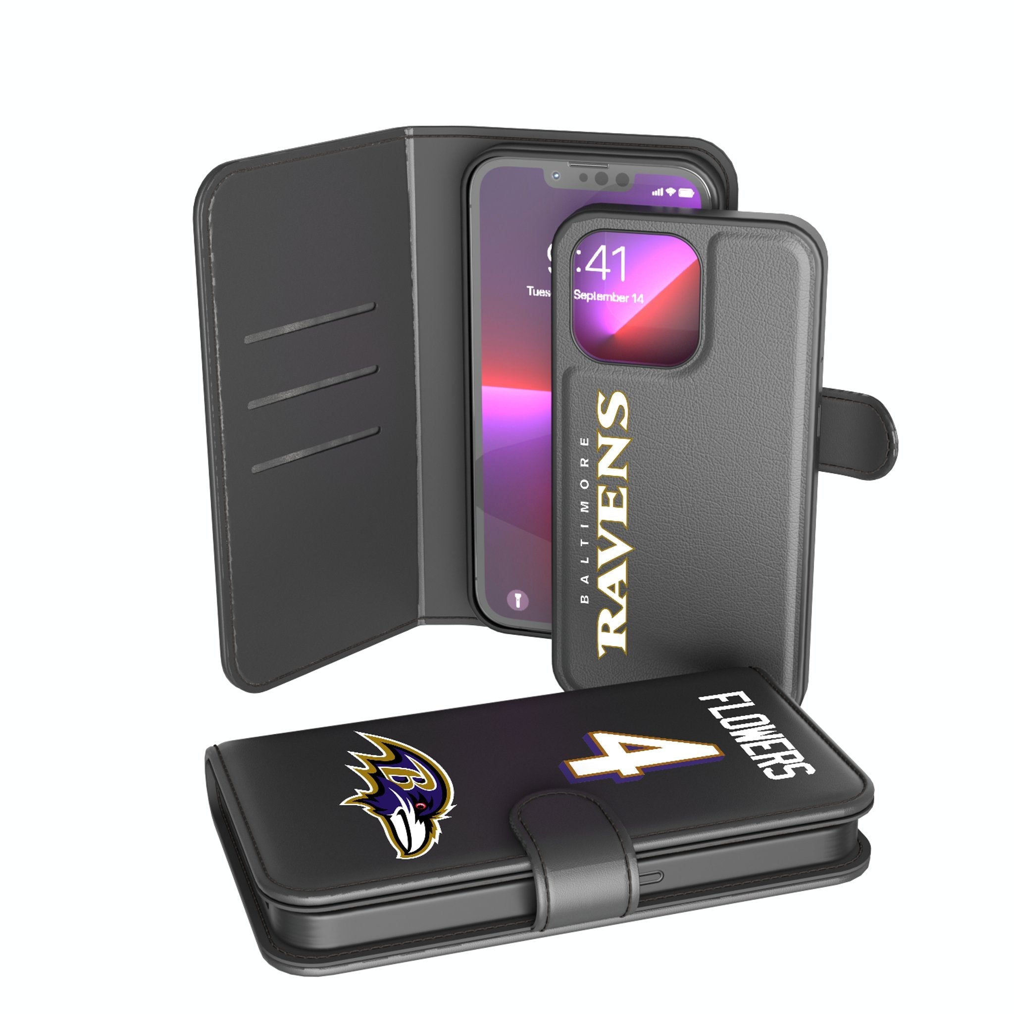 Zay Flowers Baltimore Ravens 4 Ready Wallet Phone Case - Sports Gifts, Sports Memorabilia, Sports Collectibles, Fan Shop