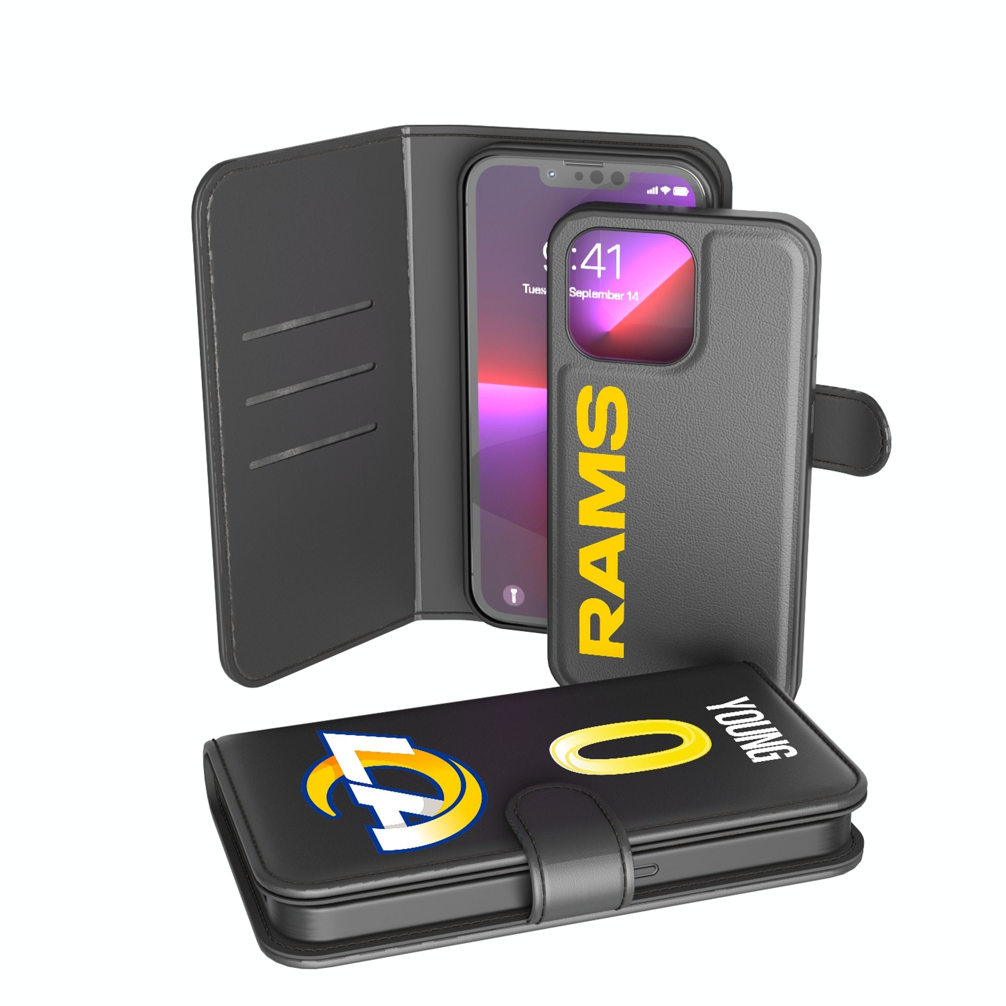 Byron Young Los Angeles Rams 0 Ready Wallet Phone Case - Sports Gifts, Sports Memorabilia, Sports Collectibles, Fan Shop