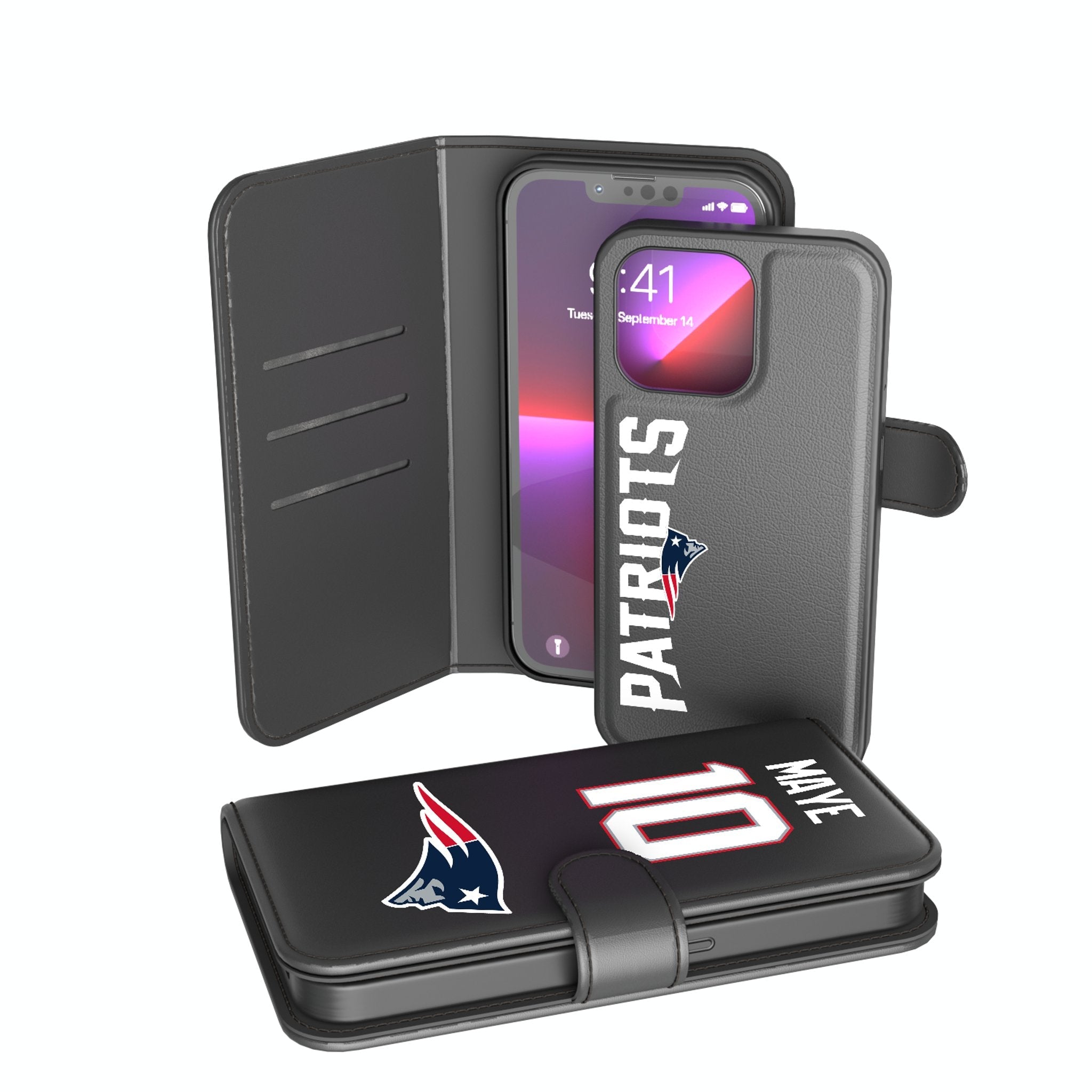 Drake Maye New England Patriots 10 Ready Wallet Phone Case - Sports Gifts, Sports Memorabilia, Sports Collectibles, Fan Shop