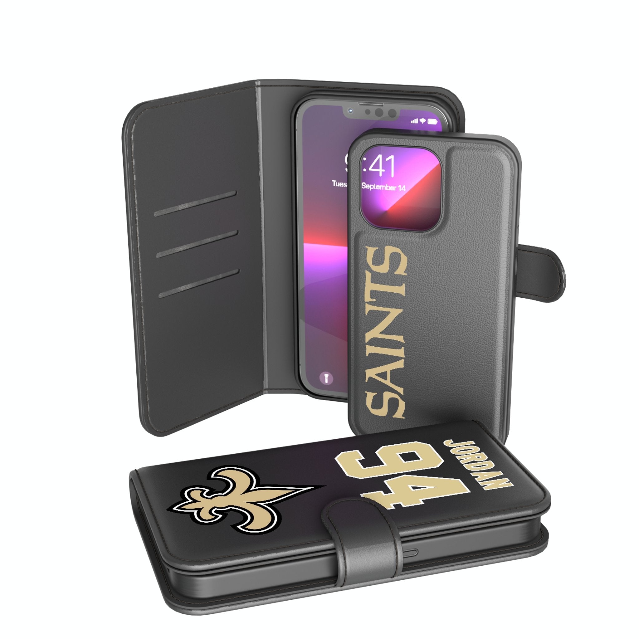 Cameron Jordan New Orleans Saints 94 Ready Wallet Phone Case - Sports Gifts, Sports Memorabilia, Sports Collectibles, Fan Shop