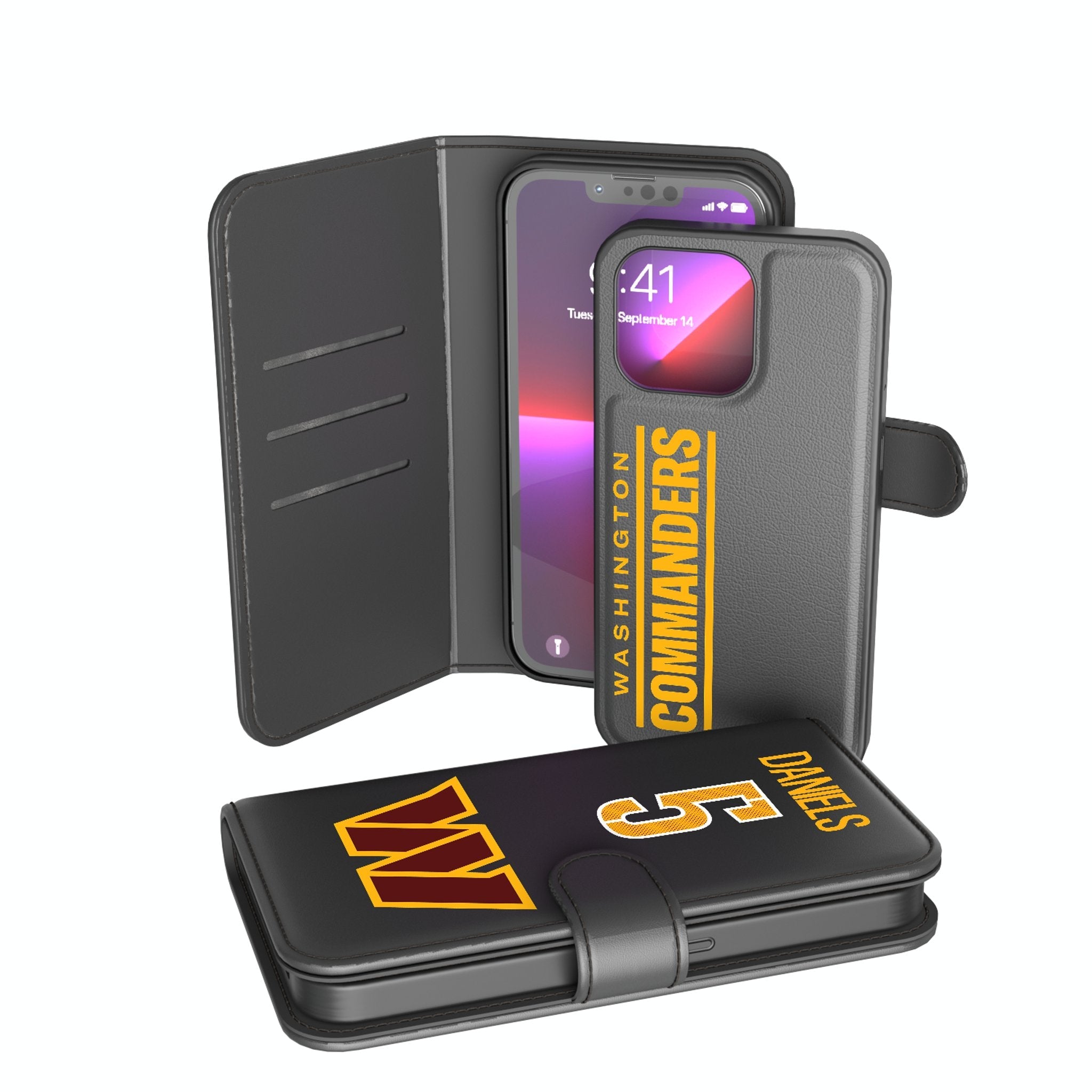 Jayden Daniels Washington Commanders 5 Ready Wallet Phone Case - Sports Gifts, Sports Memorabilia, Sports Collectibles, Fan Shop