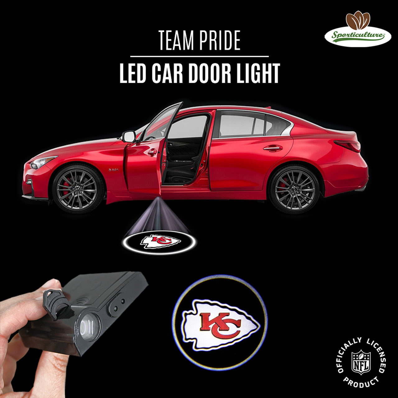 Kansas City Chiefs Car Door Light LED - Sports Collectibles, Sports Memorabilia, Sports Fan Shop, Sports Gifts