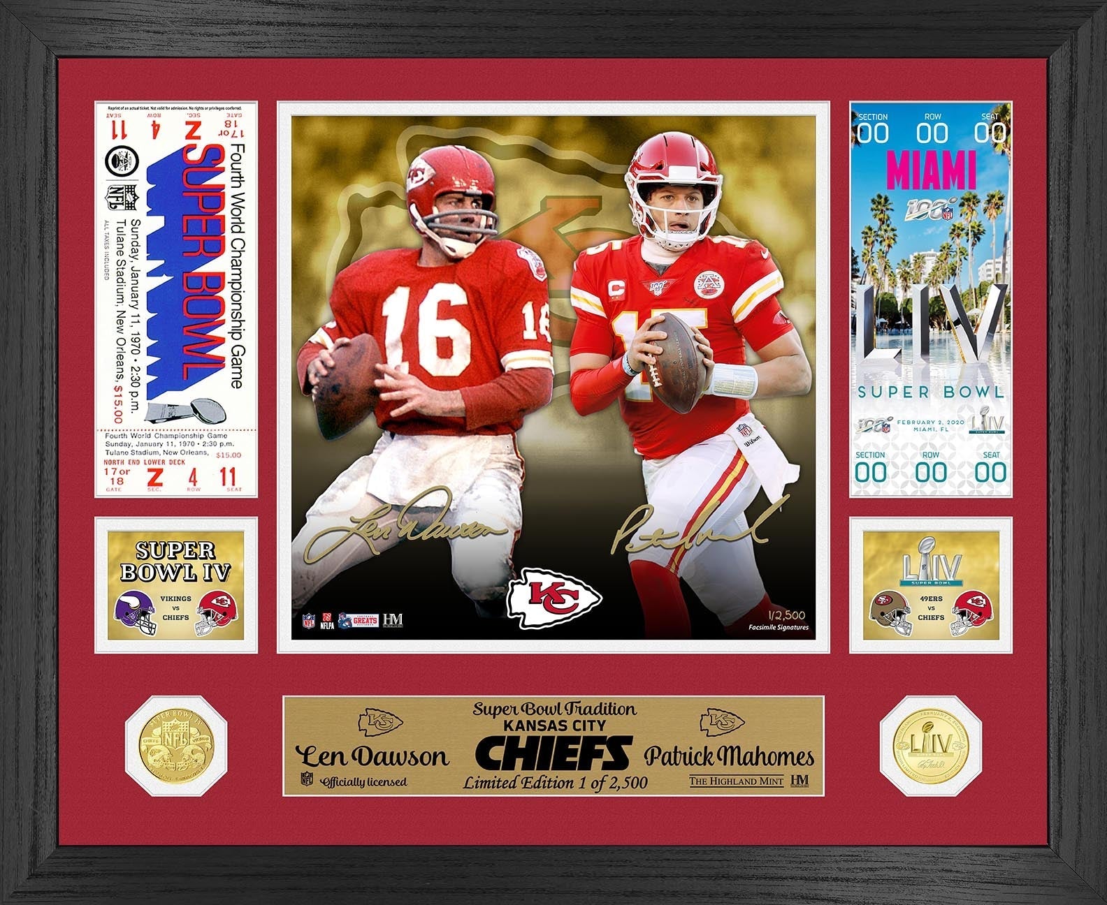 Len Dawson Patrick Mahomes Super Bowl Traditions Bronze Coin Photo Mint - Sports Collectibles, Sports Memorabilia, Sports Fan Shop, Sports Gifts