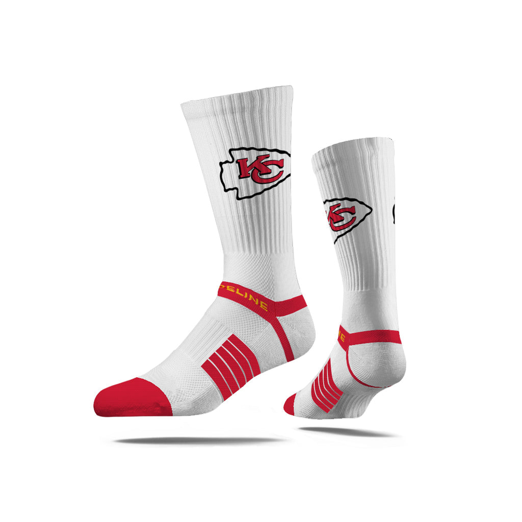 Kansas City Chiefs Premium Knit Crew Primary Logo White Socks - Sports Gifts, Sports Memorabilia, Sports Collectibles, Fan Shop
