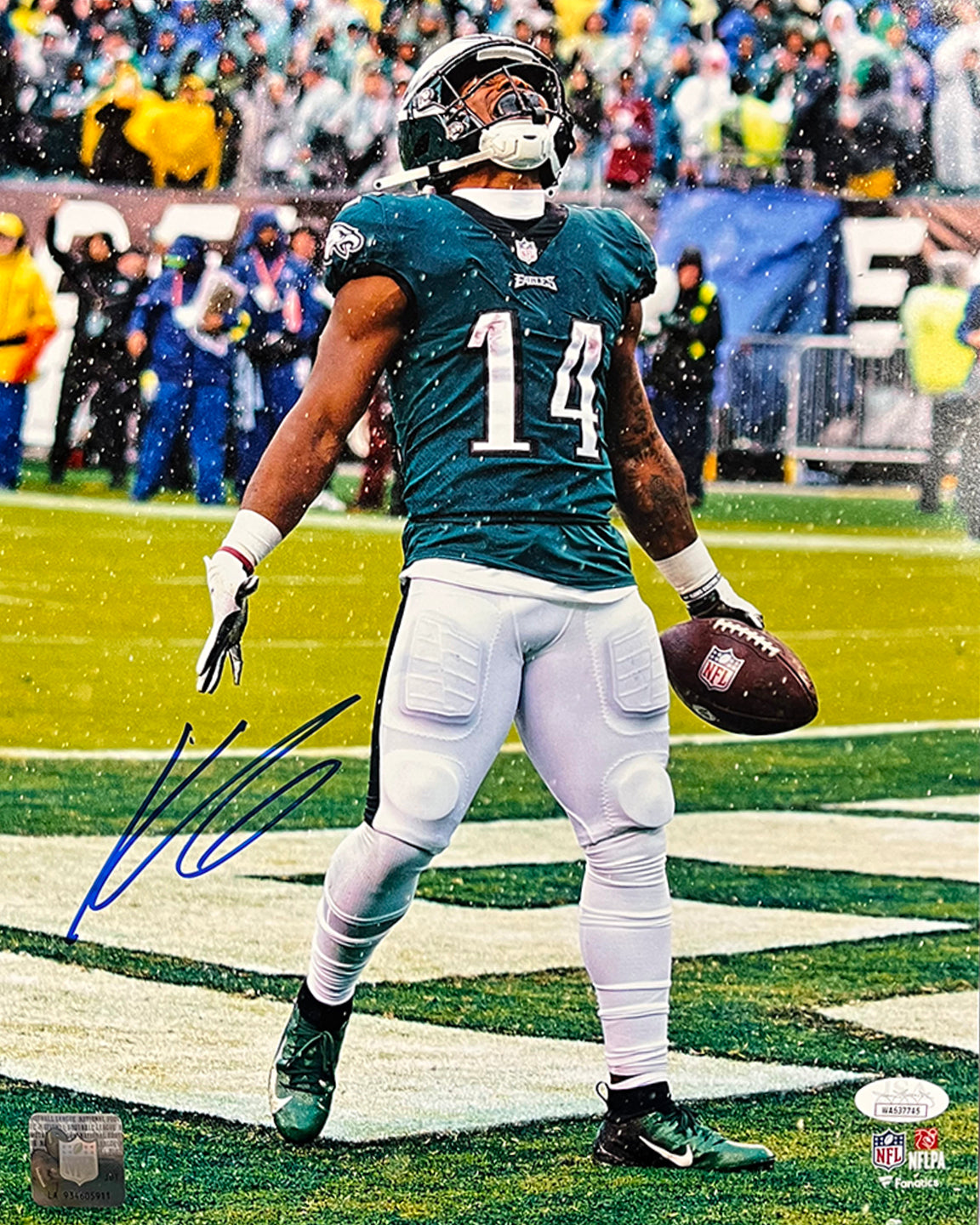 Kenneth Gainwell Touchdown Celebration Philadelphia Eagles Autographed Football Photo - Sports Collectibles, Sports Memorabilia, Sports Fan Shop, Sports Gifts