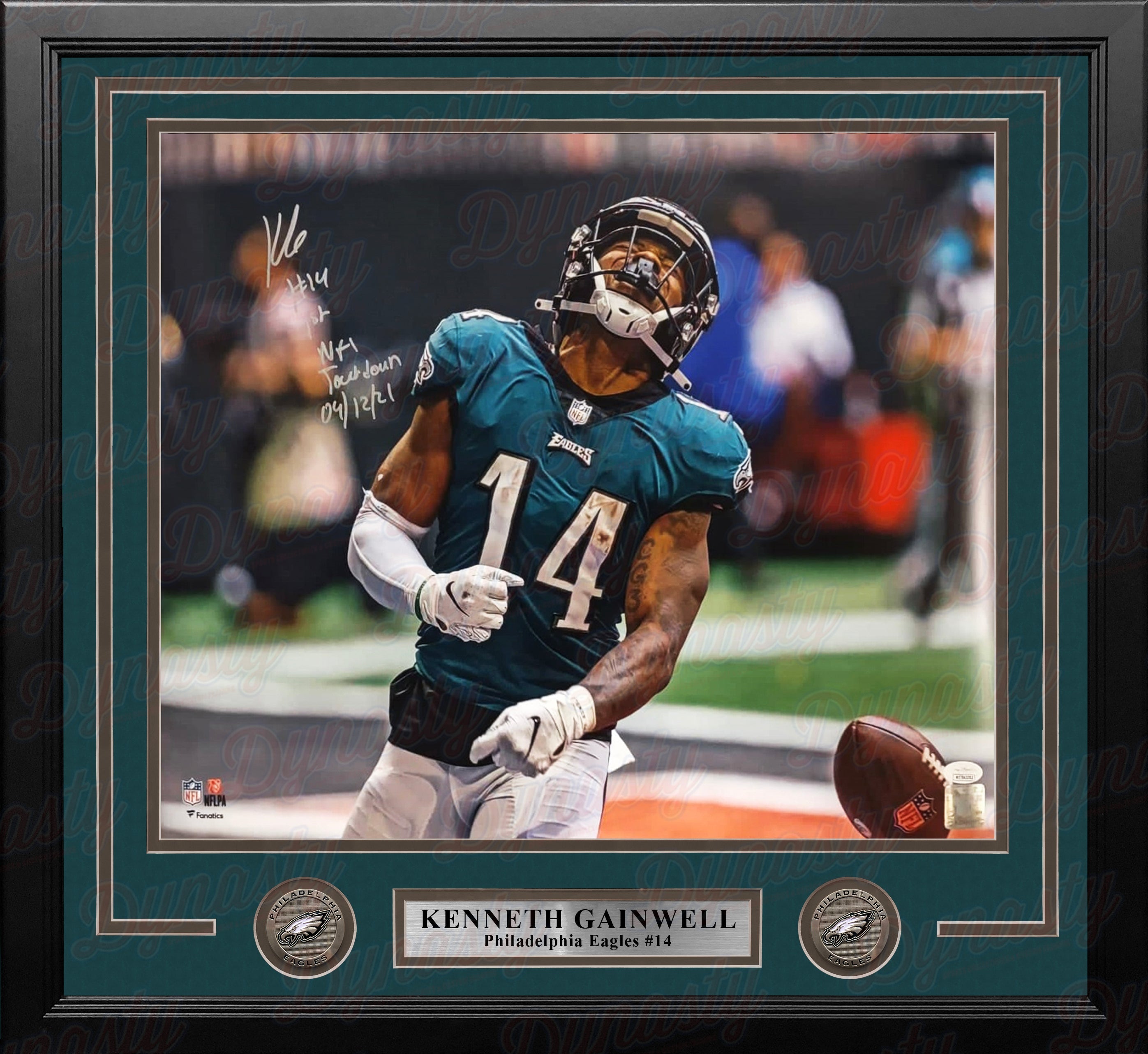 Kenneth Gainwell First Touchdown Philadelphia Eagles Autographed Framed Photo - JSA Authenticated - Sports Collectibles, Sports Memorabilia, Sports Fan Shop, Sports Gifts