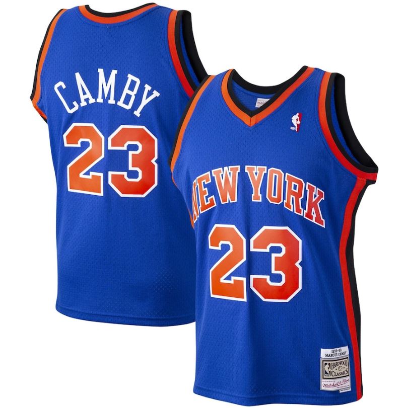 Marcus Camby New York Knicks Mitchell & Ness Blue 1998-99 Hardwood Classics Swingman Jersey - Sports Collectibles, Sports Memorabilia, Sports Fan Shop, Sports Gifts