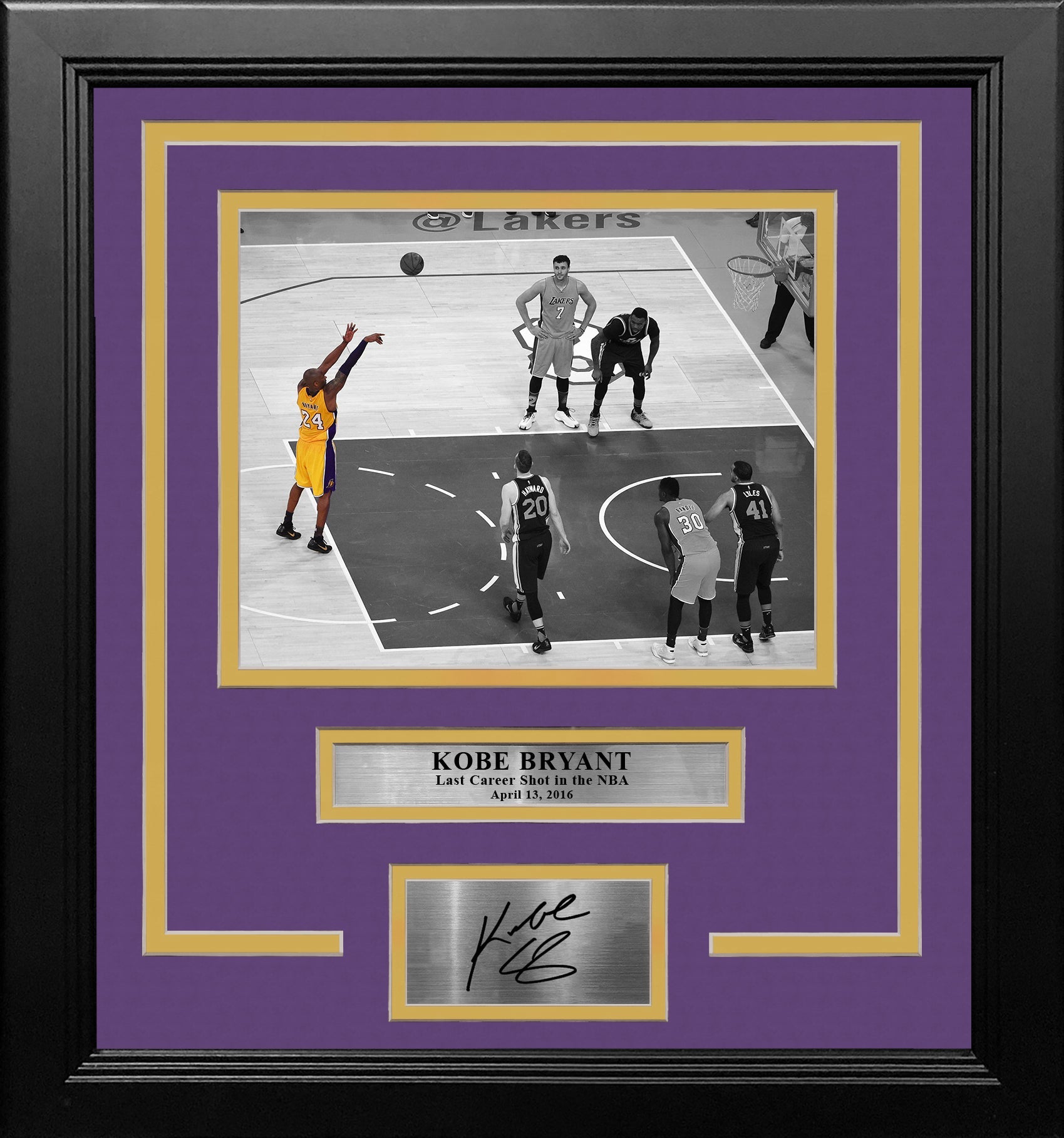 Kobe Bryant's Last Career Shot Los Angeles Lakers Framed Basketball Photo with Engraved Autograph - Sports Collectibles, Sports Memorabilia, Sports Fan Shop, Sports Gifts