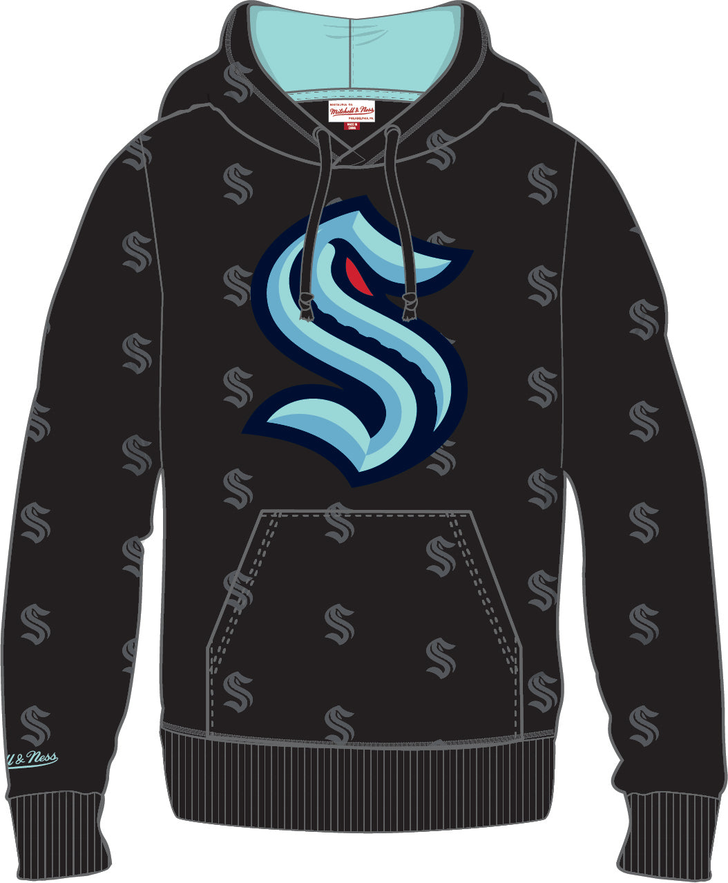 Seattle Kraken Mitchell & Ness All Over Print Fleece Hoodie - Sports Collectibles, Sports Memorabilia, Sports Fan Shop, Sports Gifts