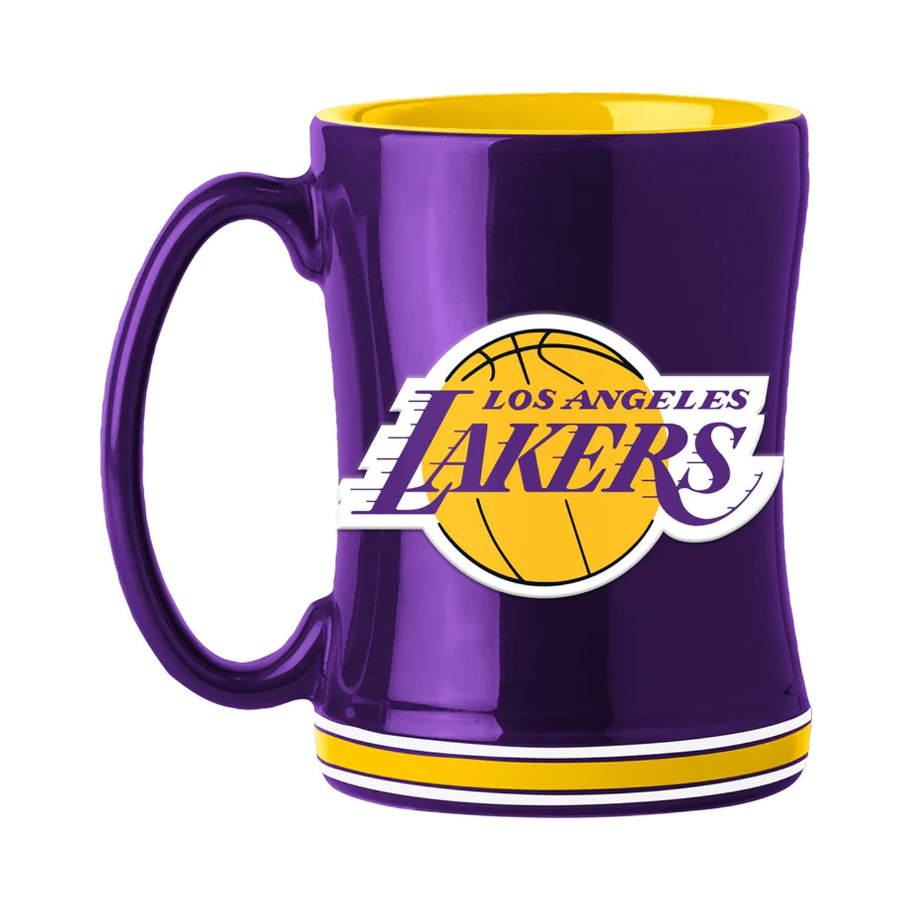 Los Angeles Lakers Coffee Mug 14oz Sculpted Relief Team Color - Sports Collectibles, Sports Memorabilia, Sports Fan Shop, Sports Gifts