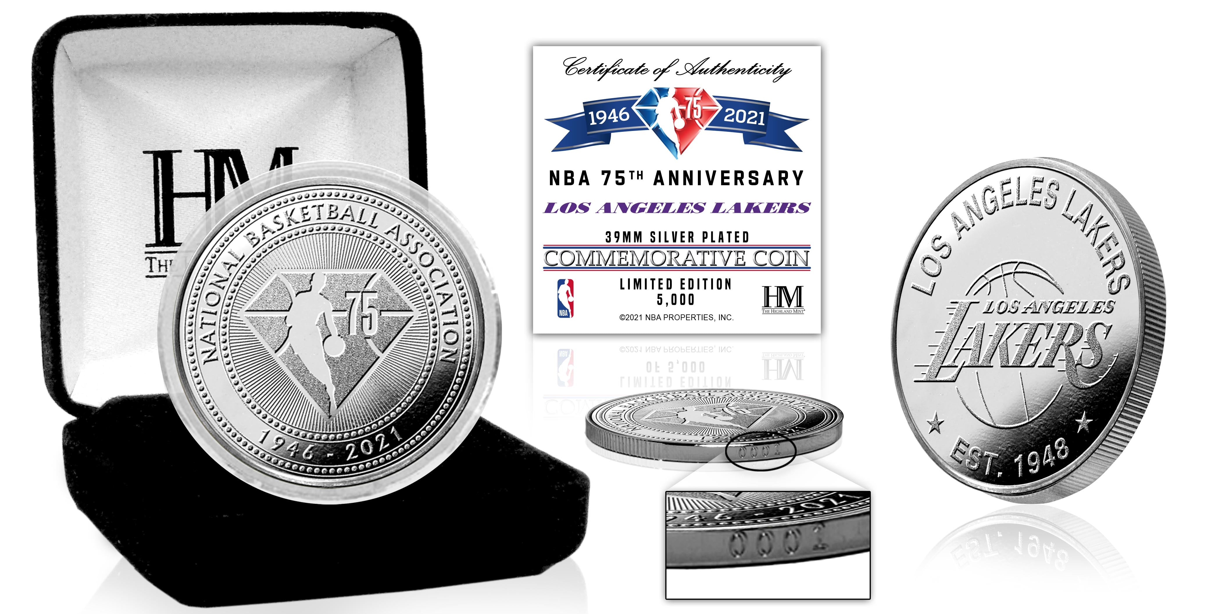 Los Angeles Lakers NBA 75th Anniversary Silver Mint Coin - Sports Collectibles, Sports Memorabilia, Sports Fan Shop, Sports Gifts