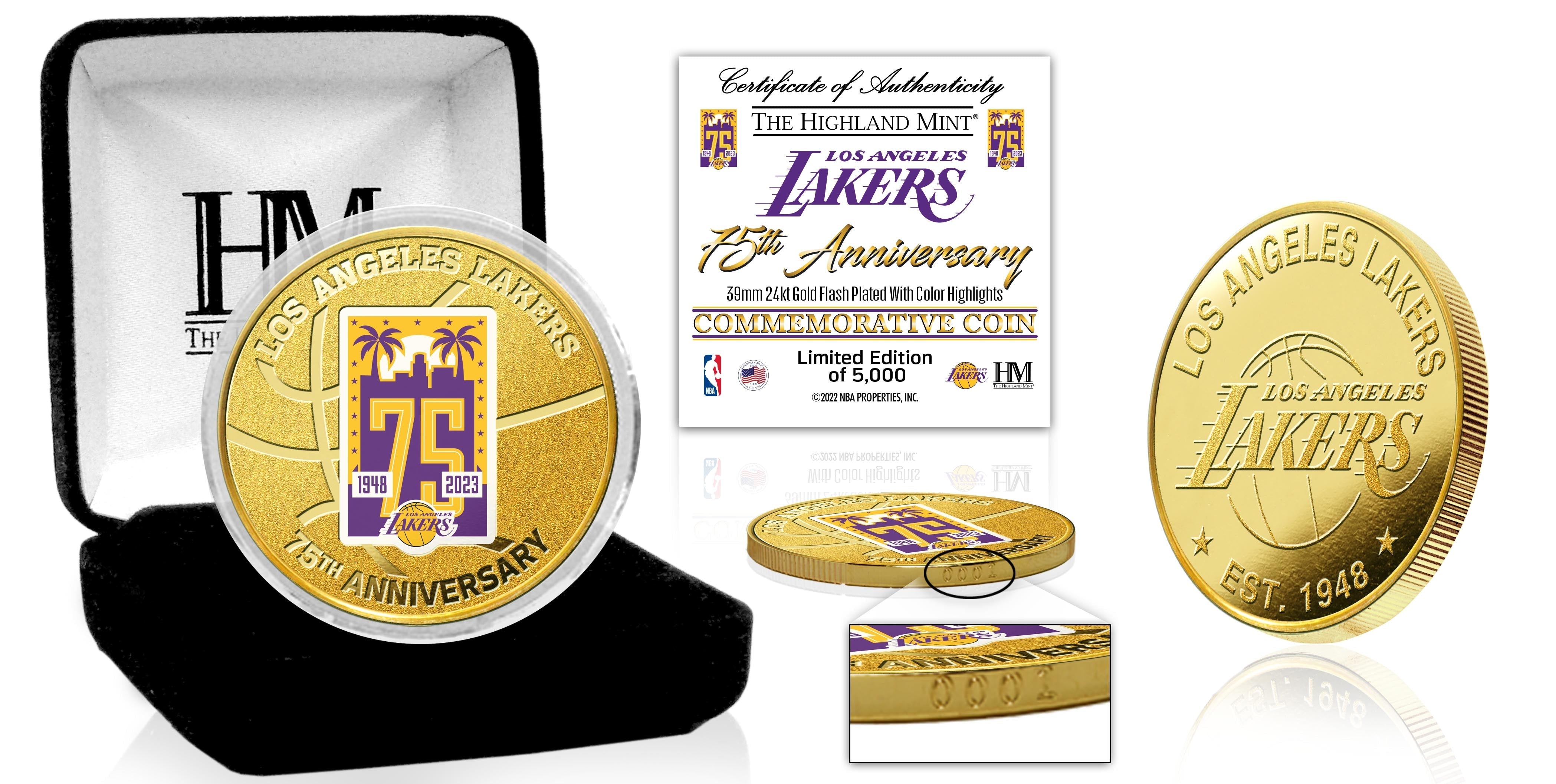 Los Angeles Lakers 75th Anniversary Gold Color Coin - Sports Collectibles, Sports Memorabilia, Sports Fan Shop, Sports Gifts