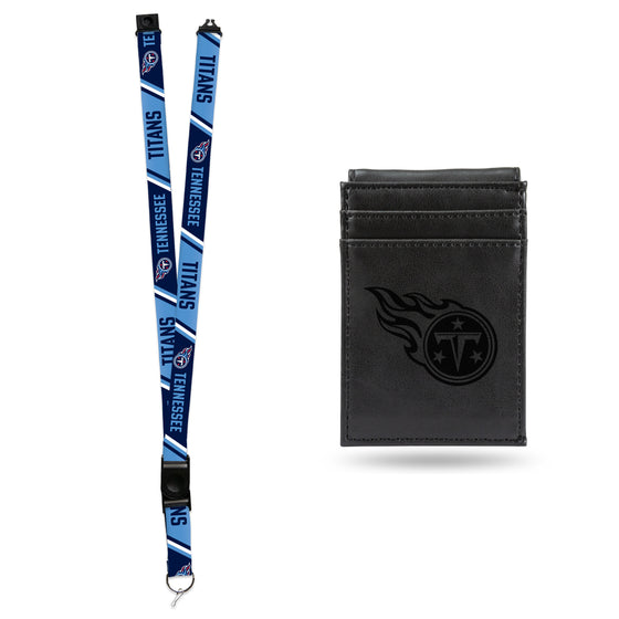 NFL Football Tennessee Titans Black Front Pocket Wallet Set - Great Men's Gift