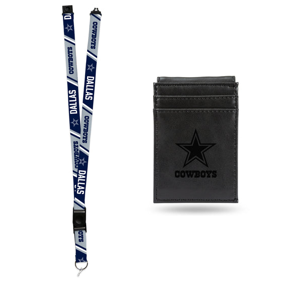 NFL Football Dallas Cowboys Black Front Pocket Wallet Set - Great Men's Gift