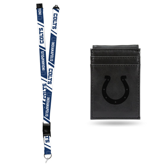 NFL Football Indianapolis Colts Black Front Pocket Wallet Set - Great Men's Gift