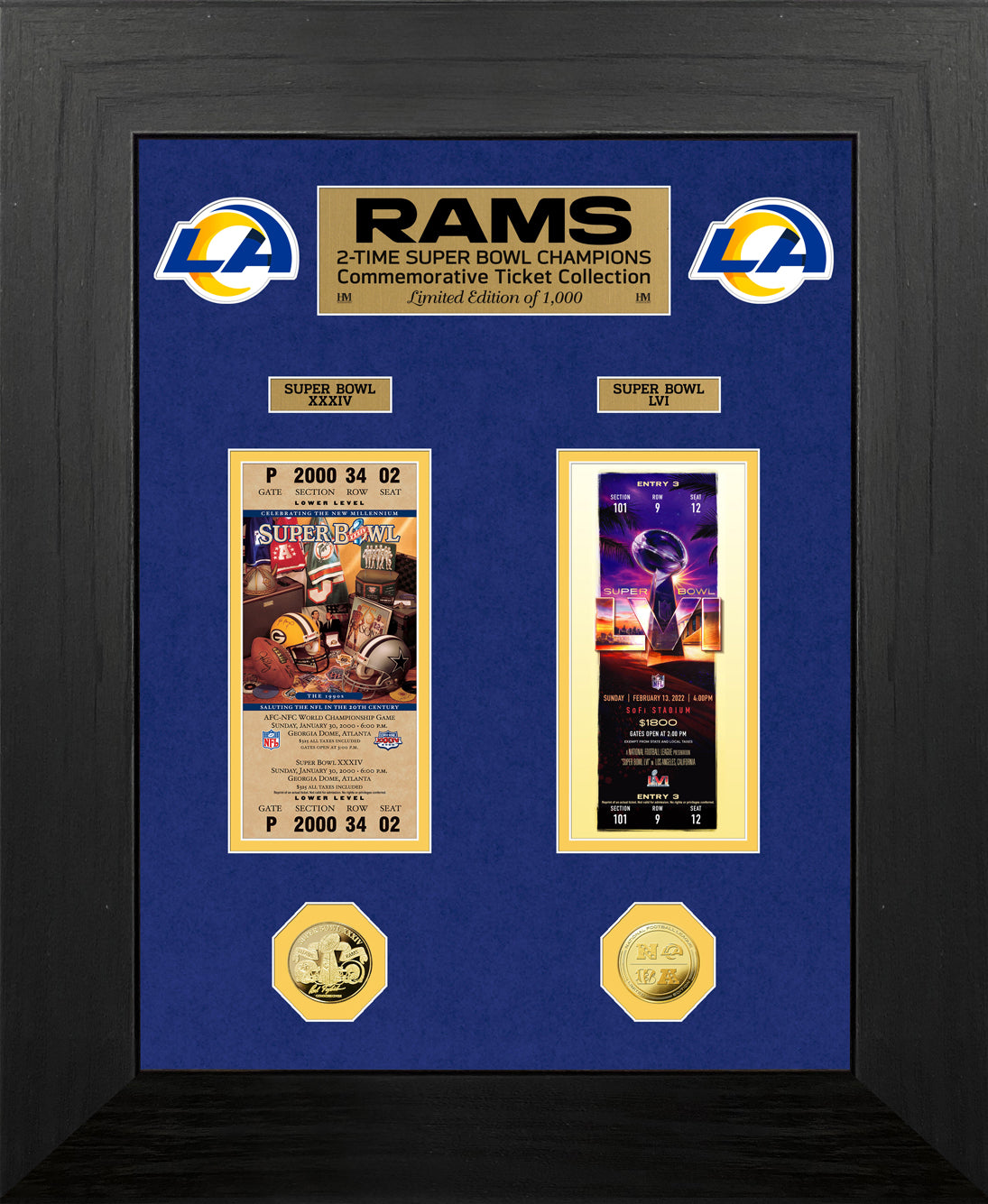 Los Angeles Rams Super Bowl 56 Champions Deluxe Ticket and Game Coin Collection - Sports Collectibles, Sports Memorabilia, Sports Fan Shop, Sports Gifts