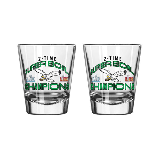 Super Bowl LIX & LII Champions 2oz Shot Glass - Kelly Green - Sports Collectibles, Sports Memorabilia, Sports Fan Shop, Sports Gifts