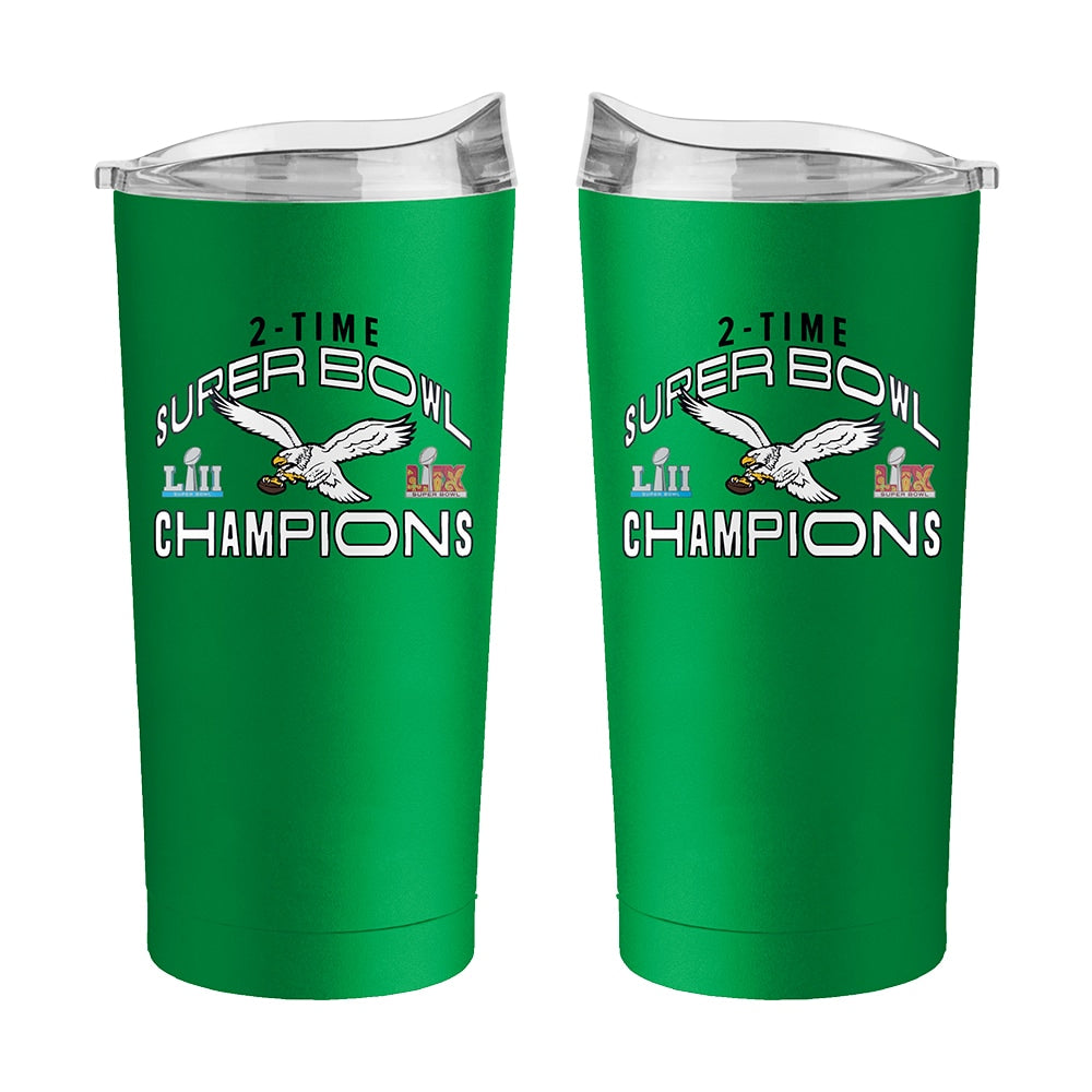 Super Bowl LIX & LII Champions 20oz Powder coat Tumbler - Kelly Green - Sports Collectibles, Sports Memorabilia, Sports Fan Shop, Sports Gifts