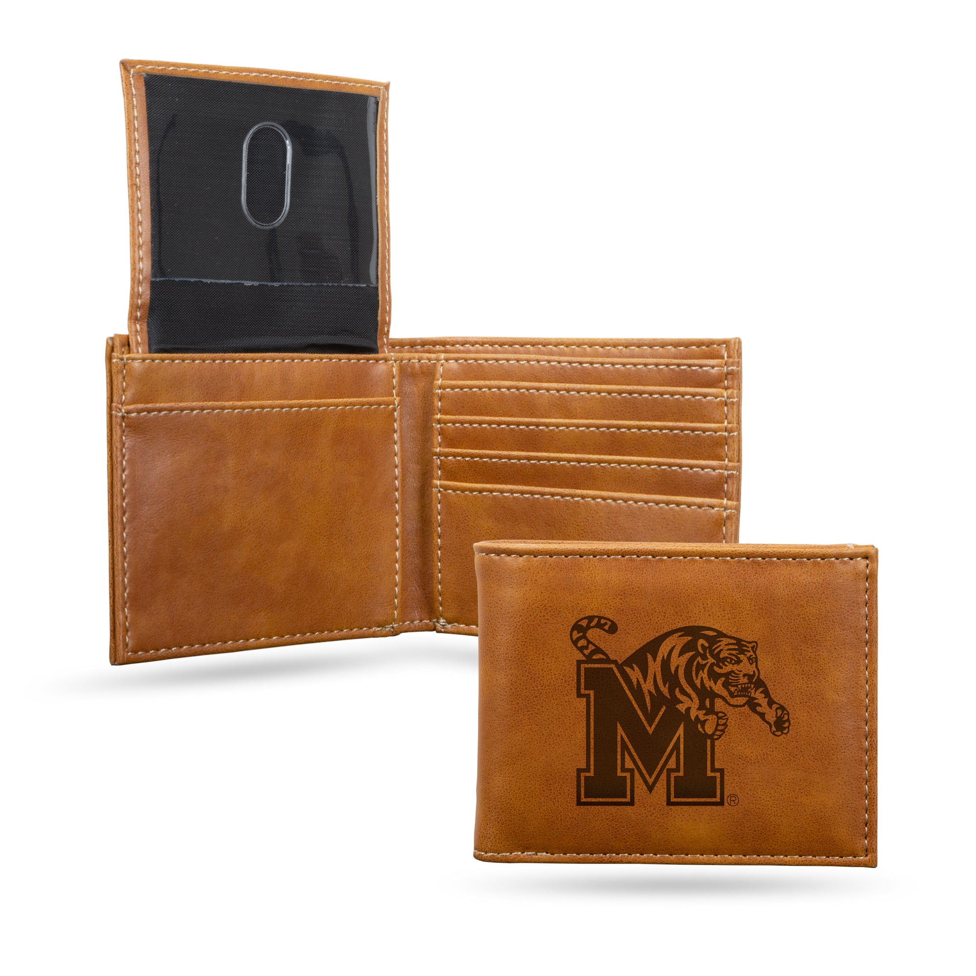 NCAA  Memphis Tigers Brown Laser Engraved Bill-fold Wallet - Slim Design - Great Gift