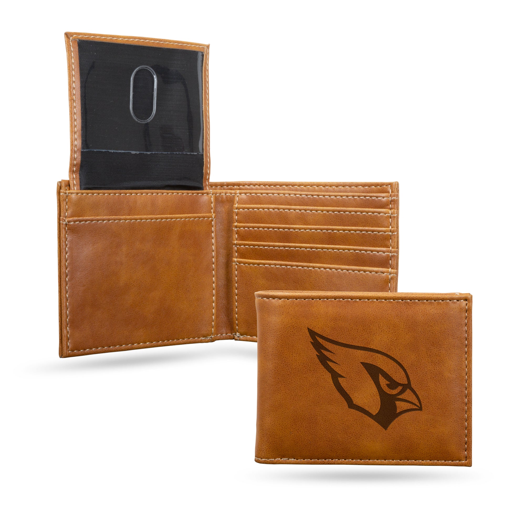NFL Football Arizona Cardinals Brown Laser Engraved Bill-fold Wallet - Slim Design - Great Gift