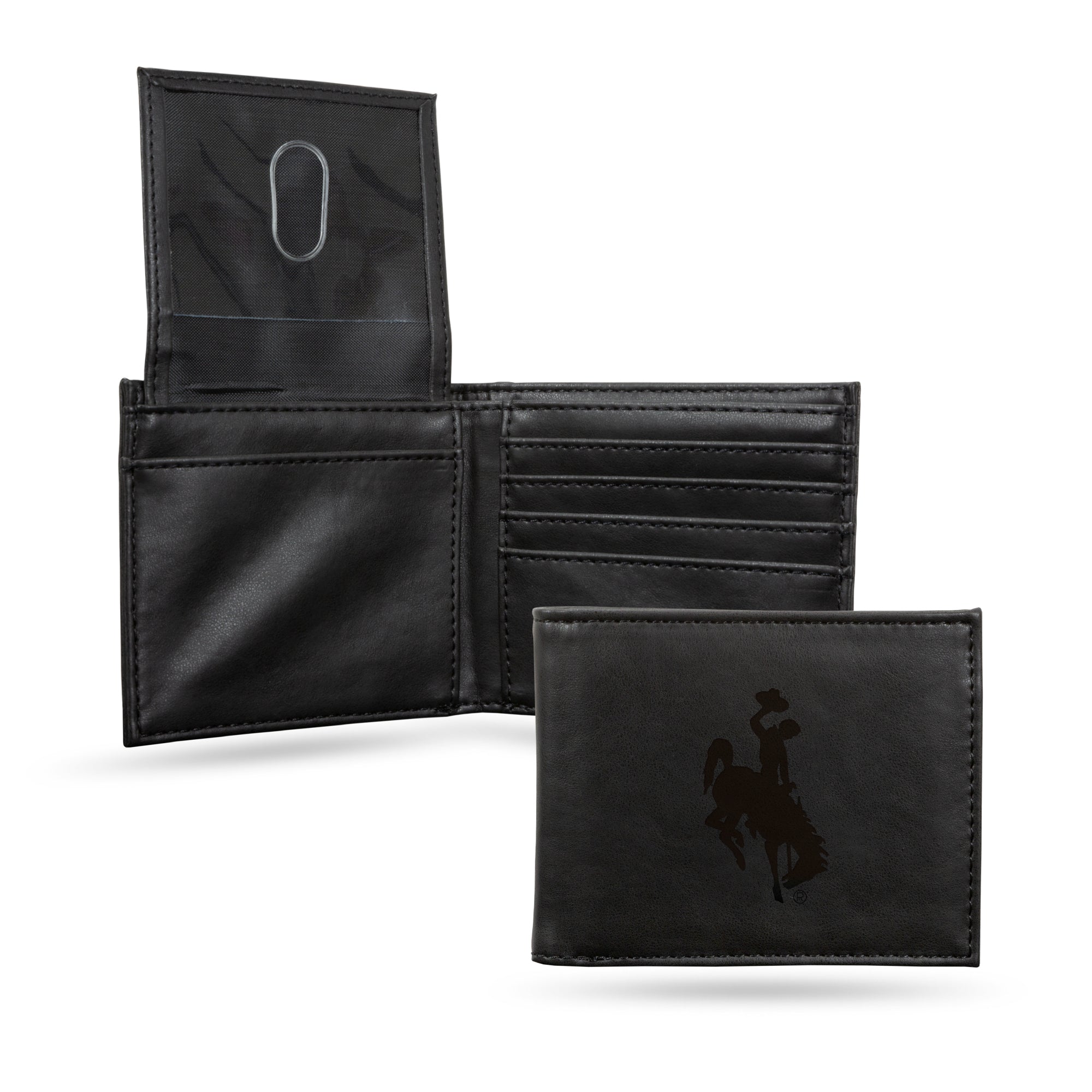 NCAA  Wyoming Cowboys Black Laser Engraved Bill-fold Wallet - Slim Design - Great Gift