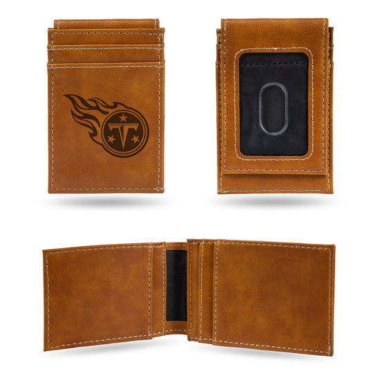 NFL Football Tennessee Titans Brown Laser Engraved Front Pocket Wallet - Compact/Comfortable/Slim