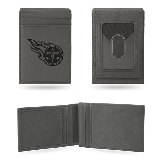 NFL Football Tennessee Titans Gray Laser Engraved Front Pocket Wallet - Compact/Comfortable/Slim