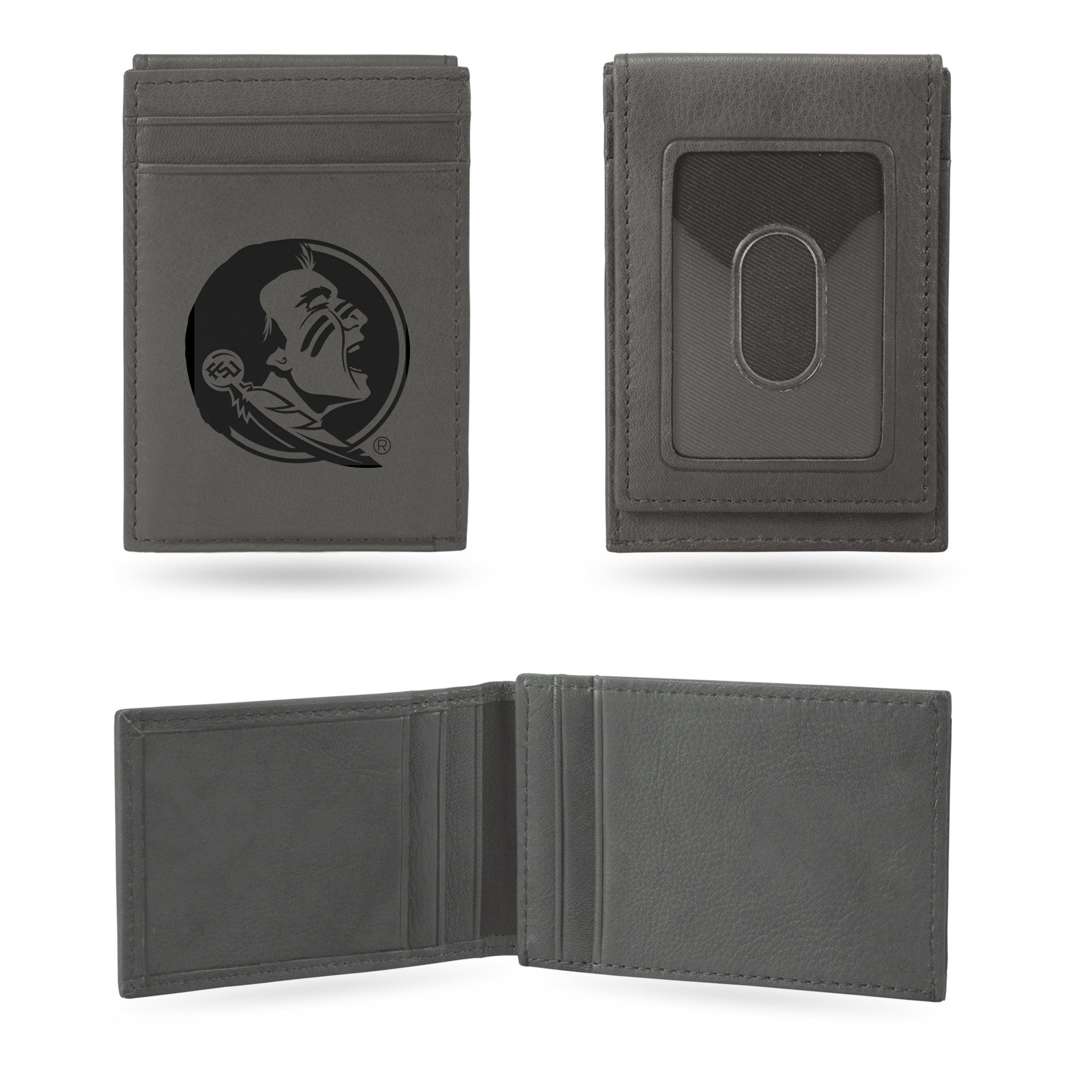 NCAA  Florida State Seminoles Gray Laser Engraved Front Pocket Wallet - Compact/Comfortable/Slim