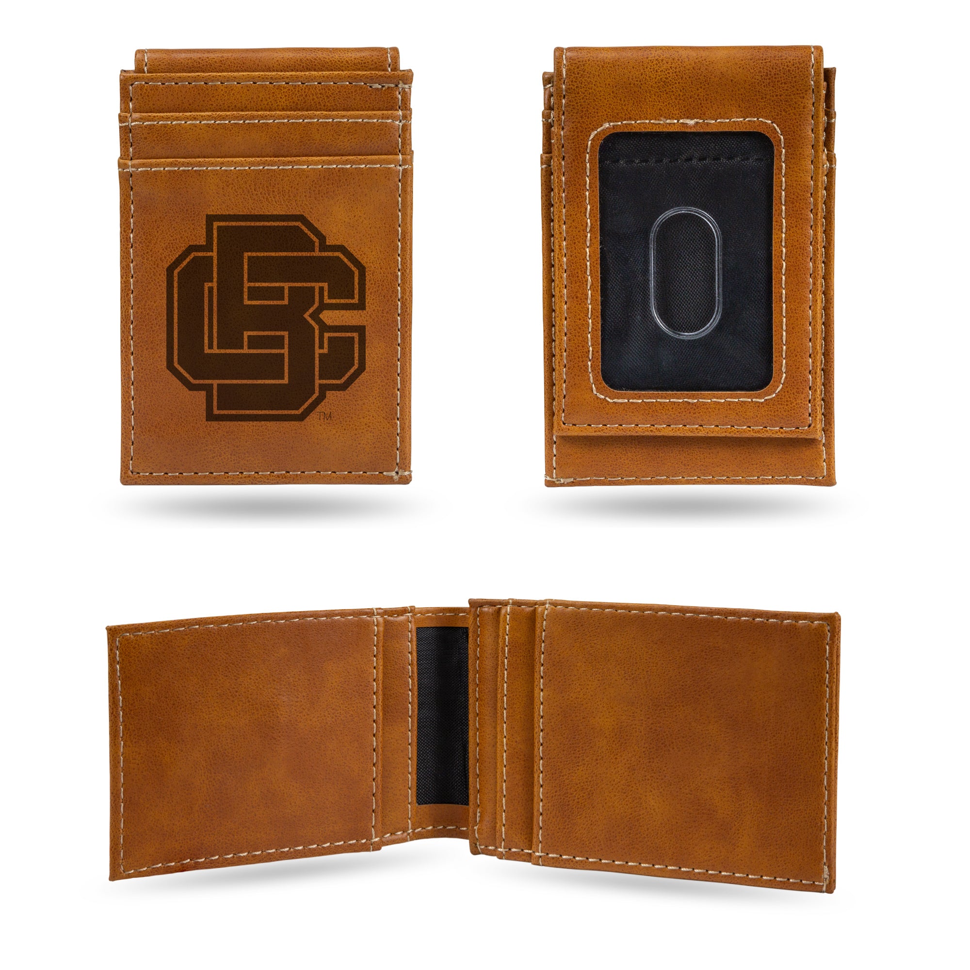 NCAA  Bethune-Cookman Wildcats Brown Laser Engraved Front Pocket Wallet - Compact/Comfortable/Slim