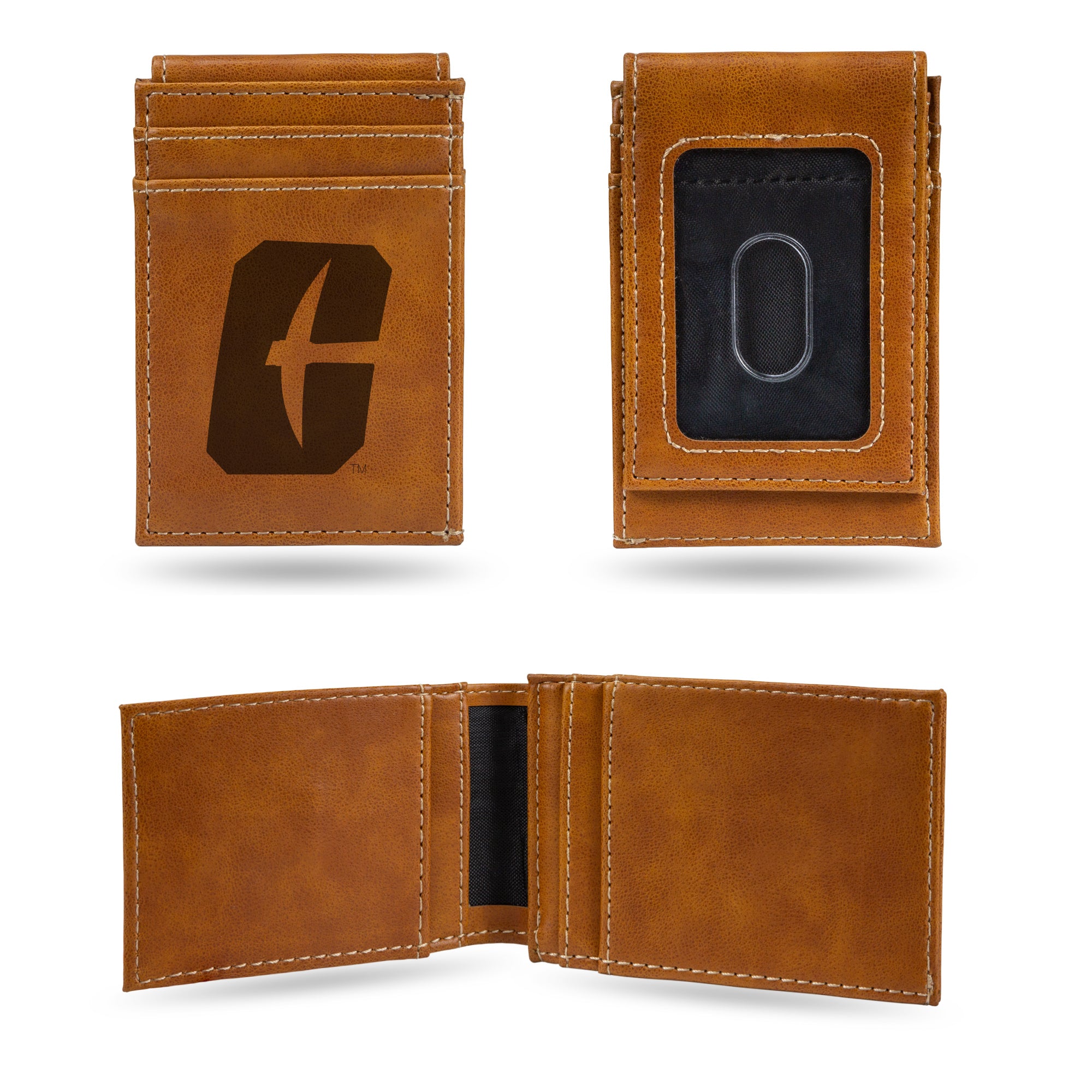 NCAA  North Carolina-Charlotte 49ers Brown Laser Engraved Front Pocket Wallet - Compact/Comfortable/Slim