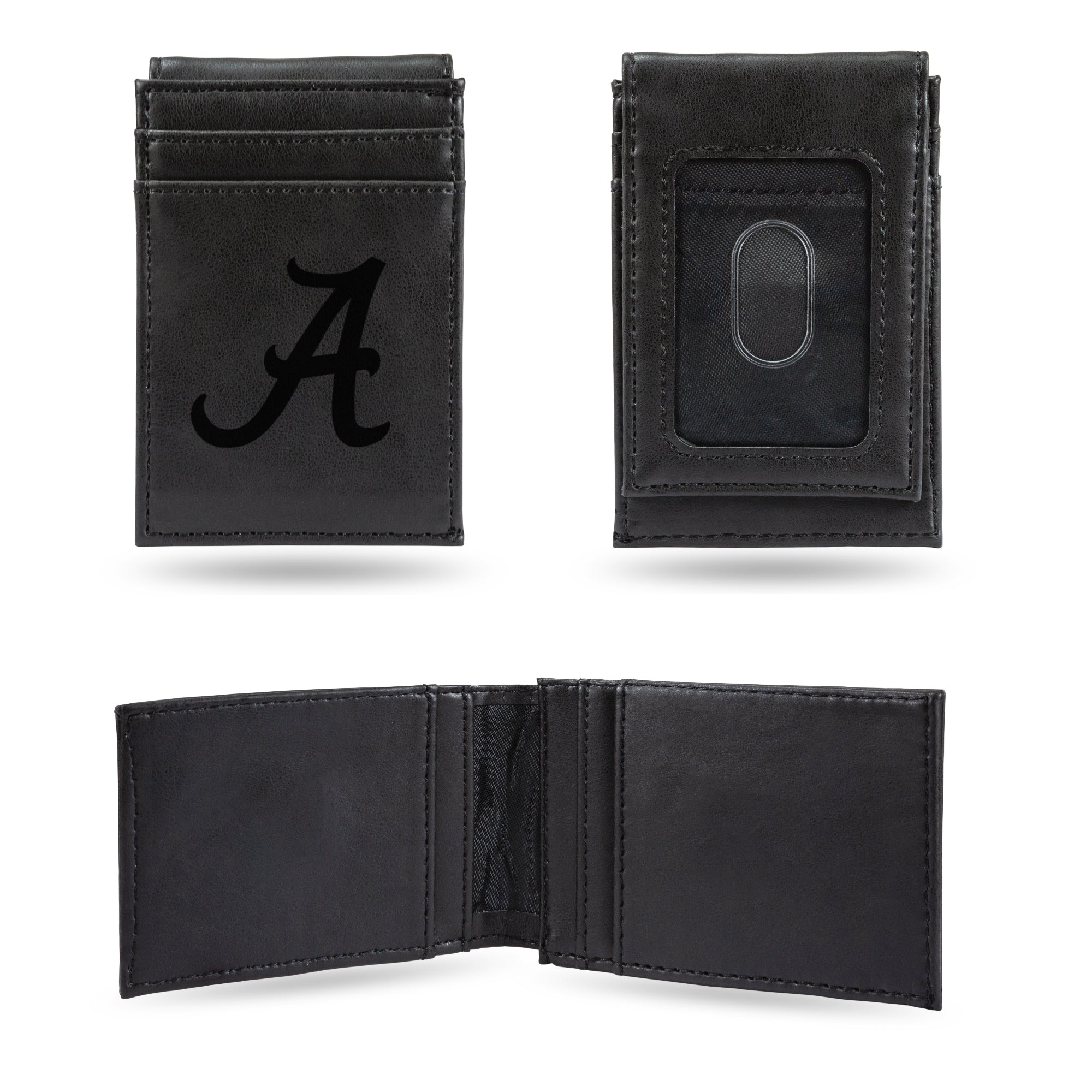 NCAA  Alabama Crimson Tide Black Laser Engraved Front Pocket Wallet - Compact/Comfortable/Slim